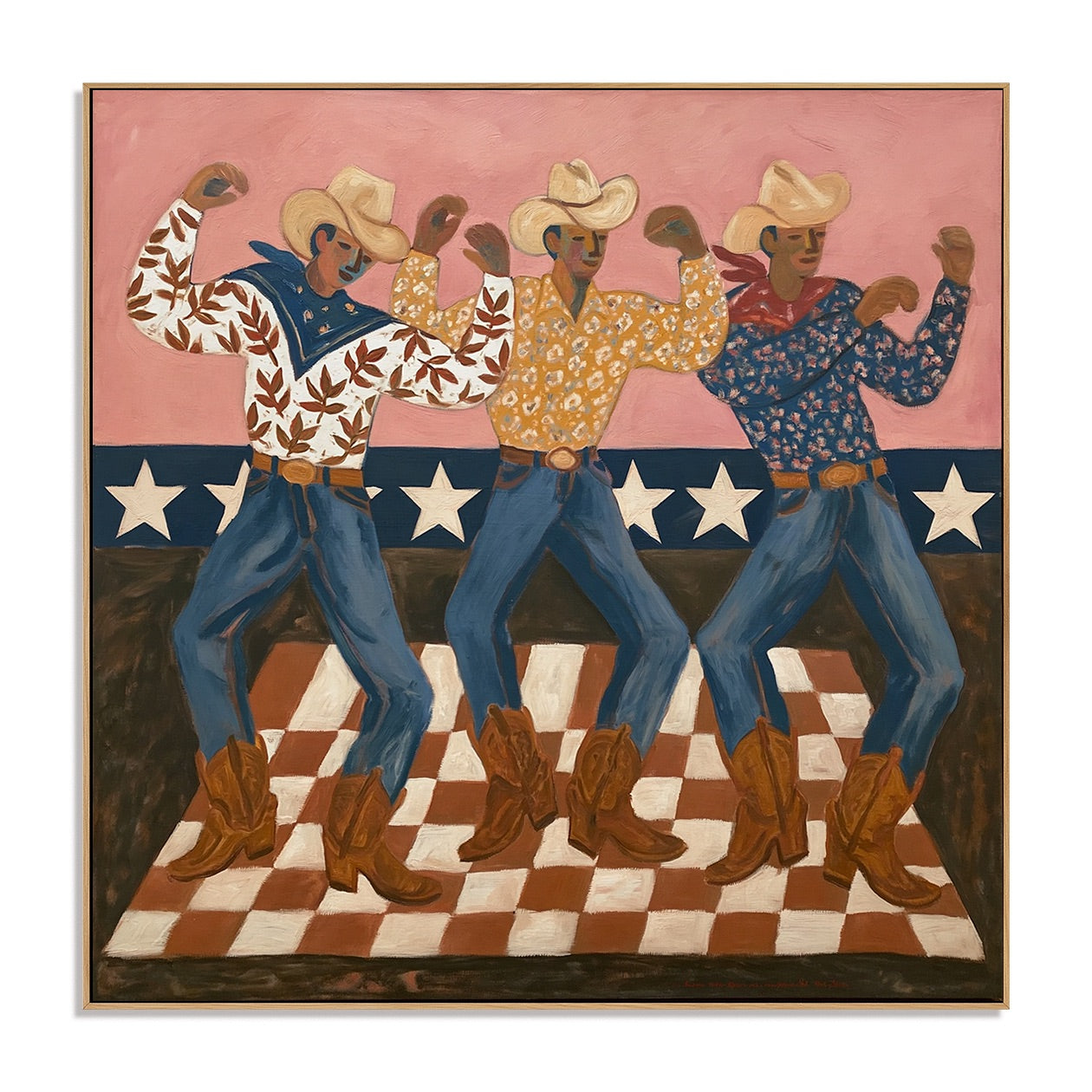Starstep Trio-Cowboy Dance Oil Painting