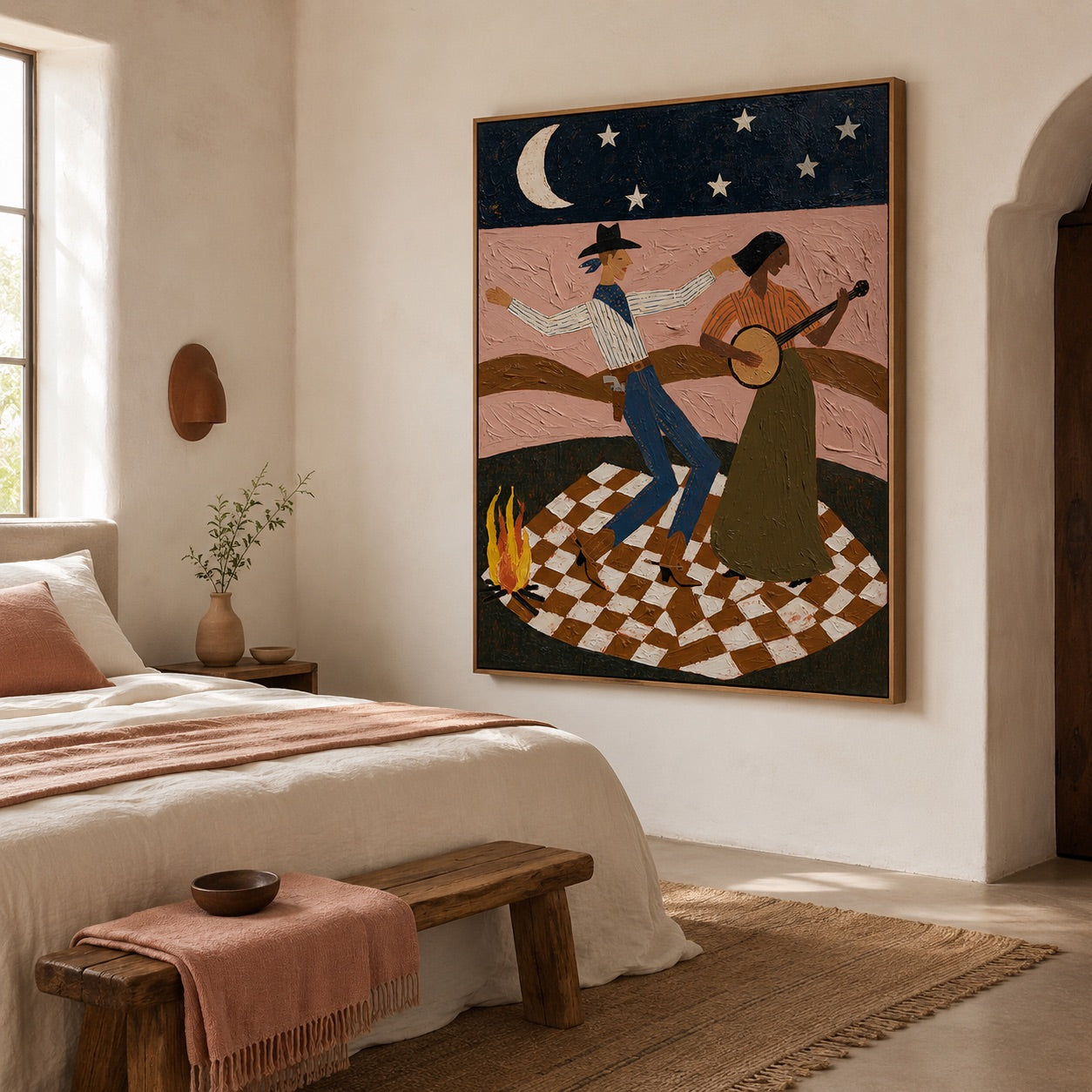 Moonlit Two-Step-Western Dance Oil Painting