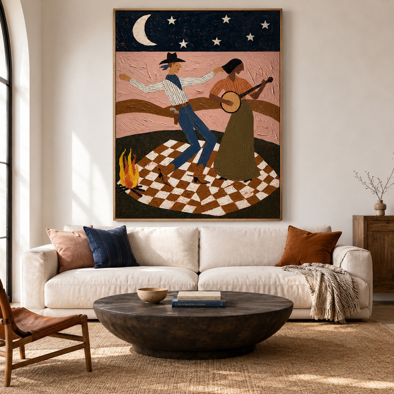 Moonlit Two-Step-Western Dance Oil Painting