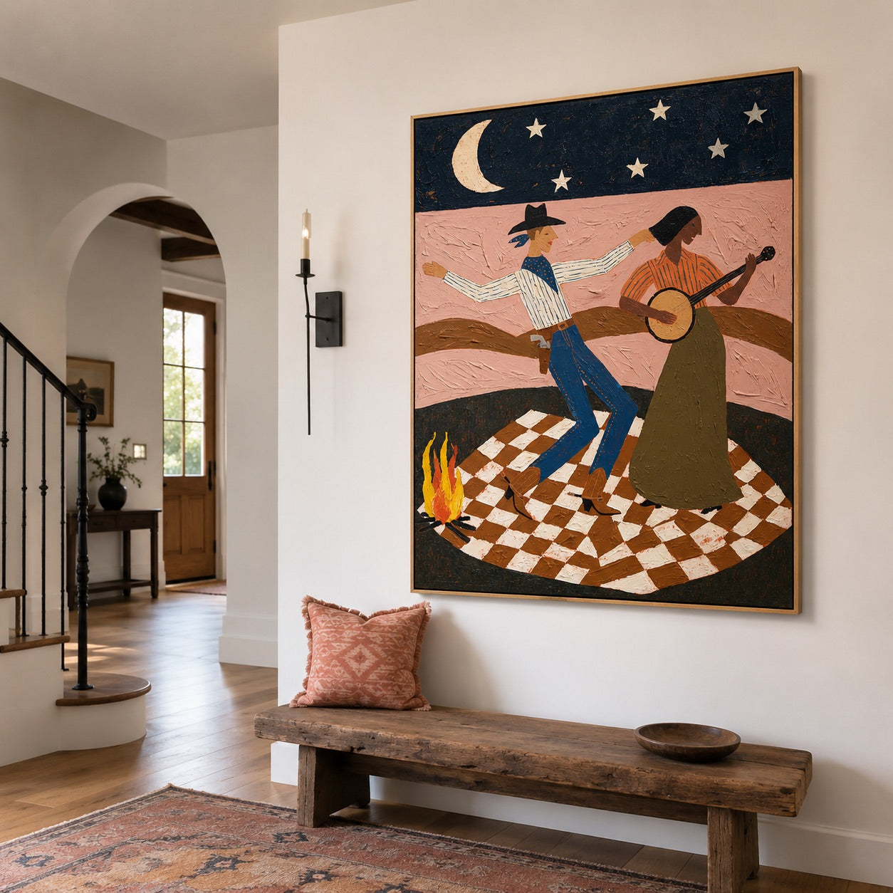 Moonlit Two-Step-Western Dance Oil Painting