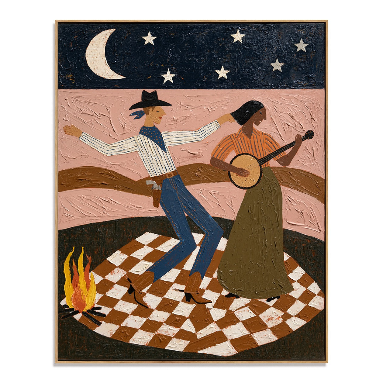 Moonlit Two-Step-Western Dance Oil Painting