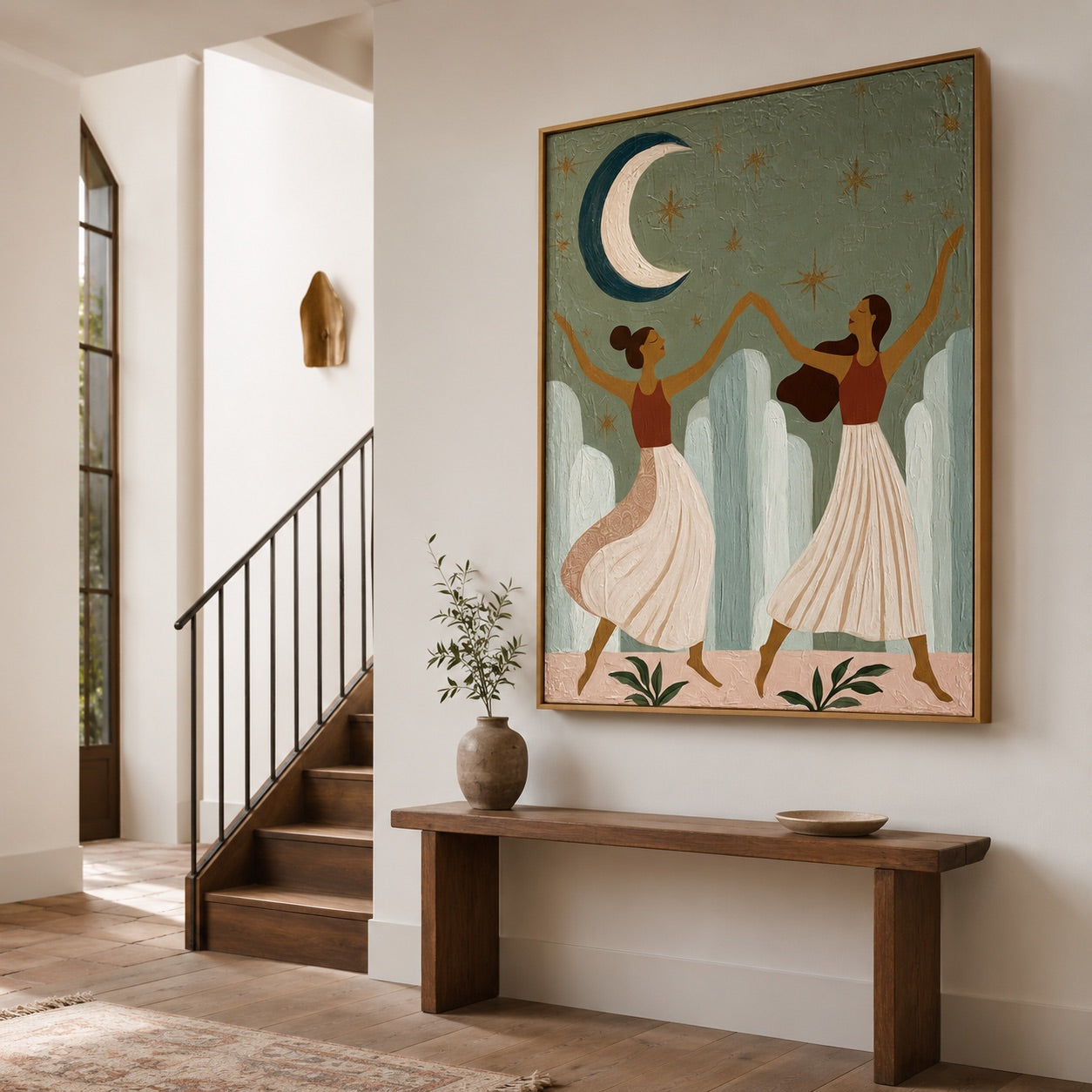 Moonlit Sisters-Dancing Women Oil Painting