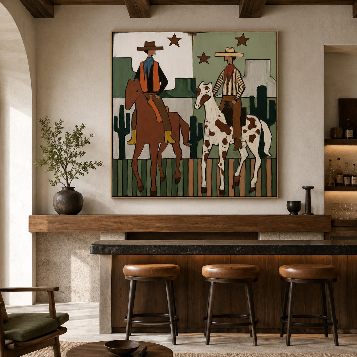Twin Trails-Western Riders Oil Painting