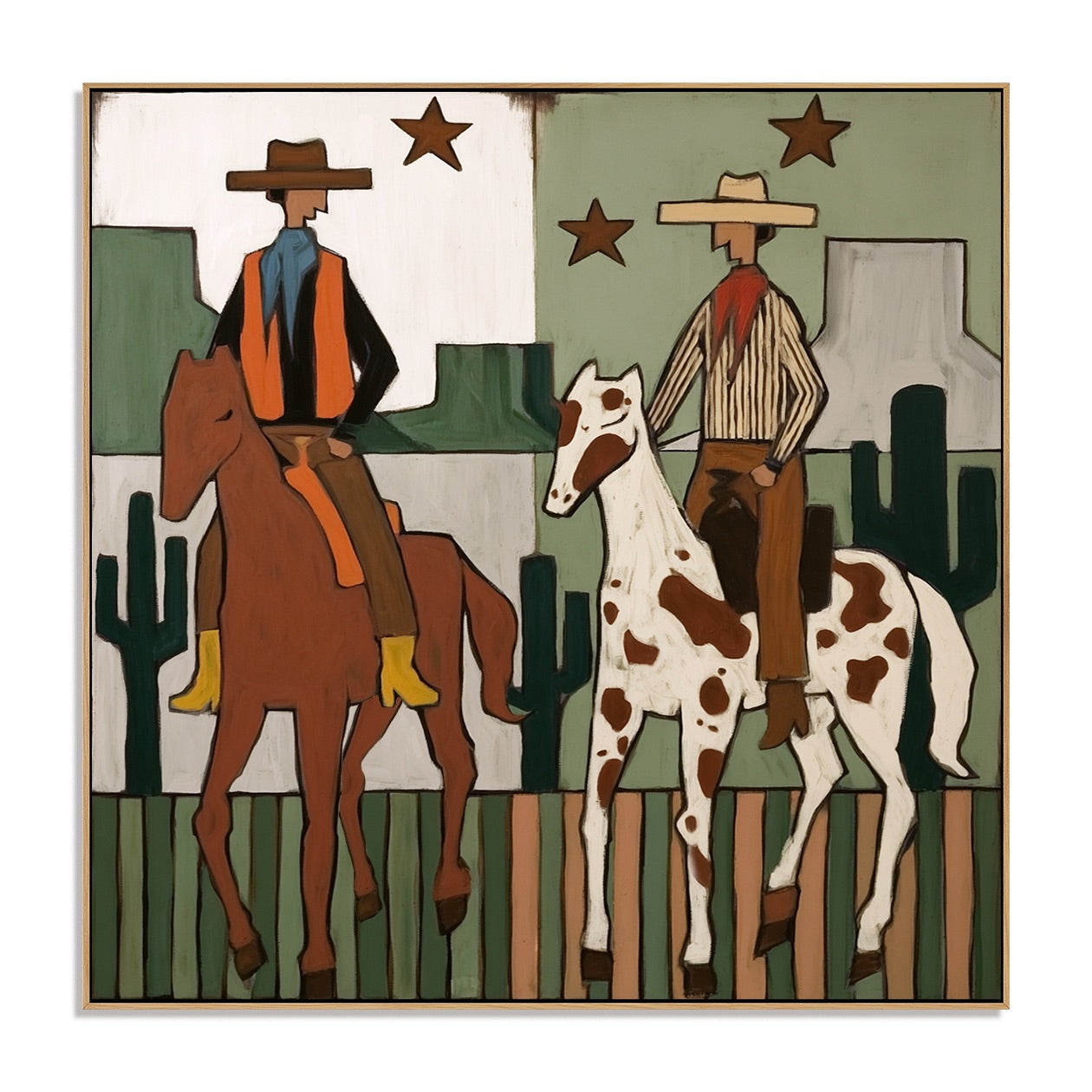 Twin Trails-Western Riders Oil Painting