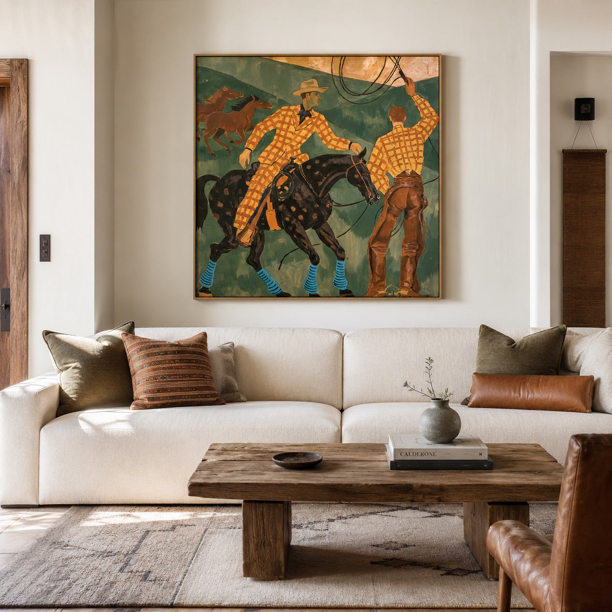 Lasso Run-Rodeo Cowboy Oil Painting