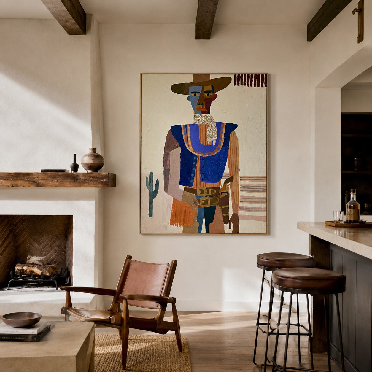 Patchwork Marshal-Cowboy Portrait Oil Painting