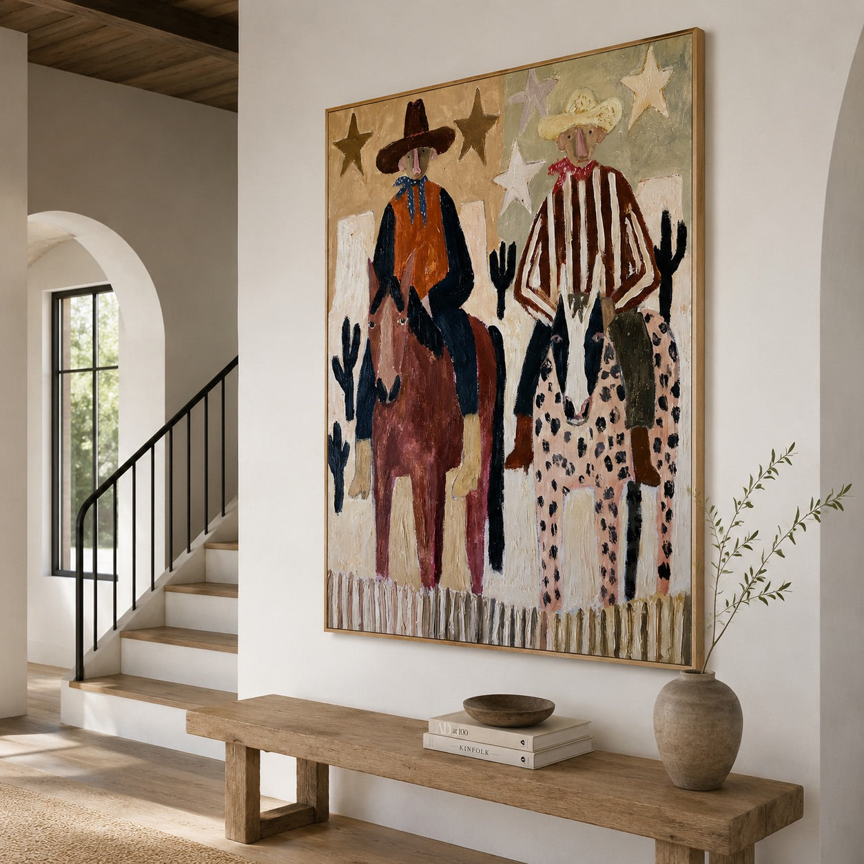Desert Companions-Cowboy Horseback Oil Painting