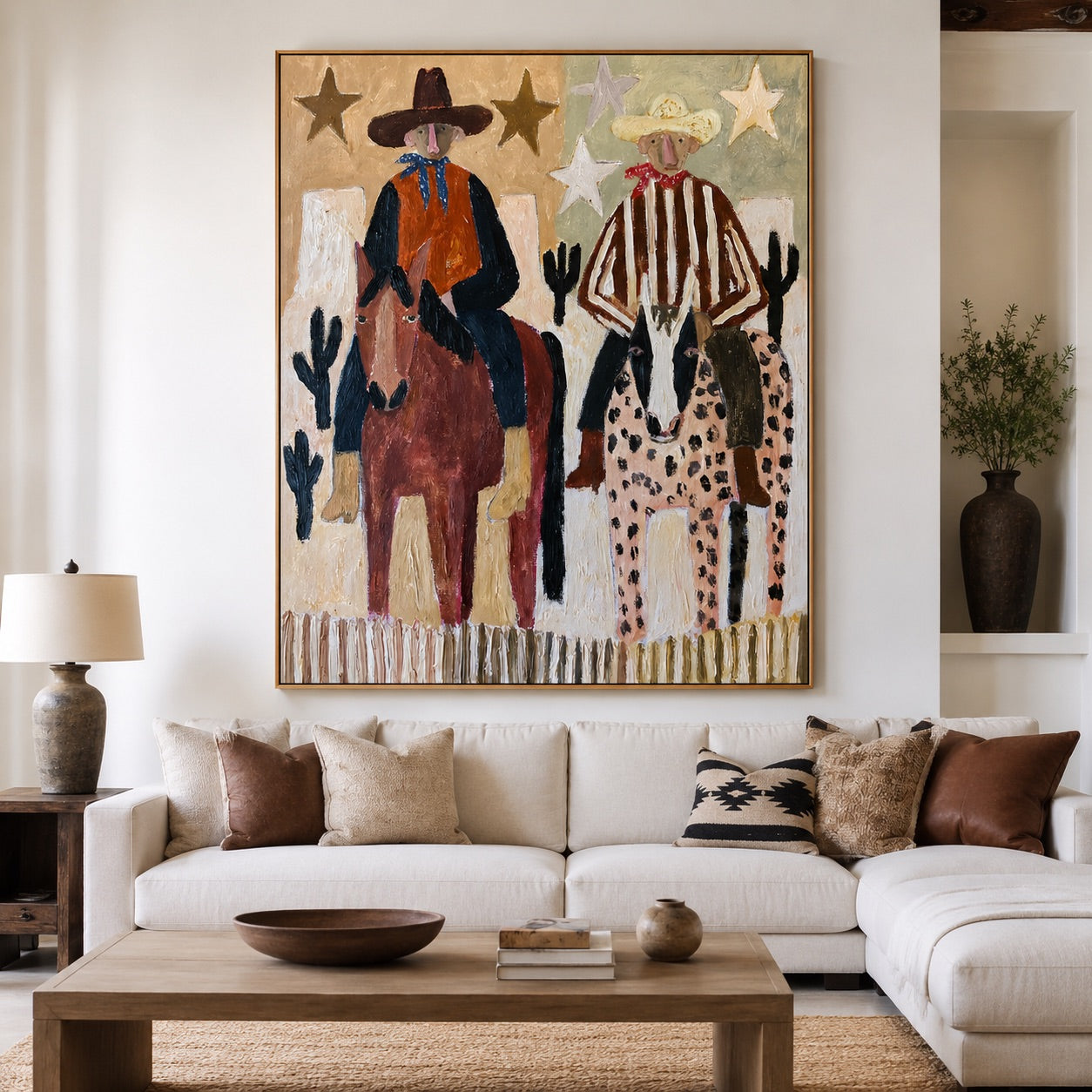 Desert Companions-Cowboy Horseback Oil Painting
