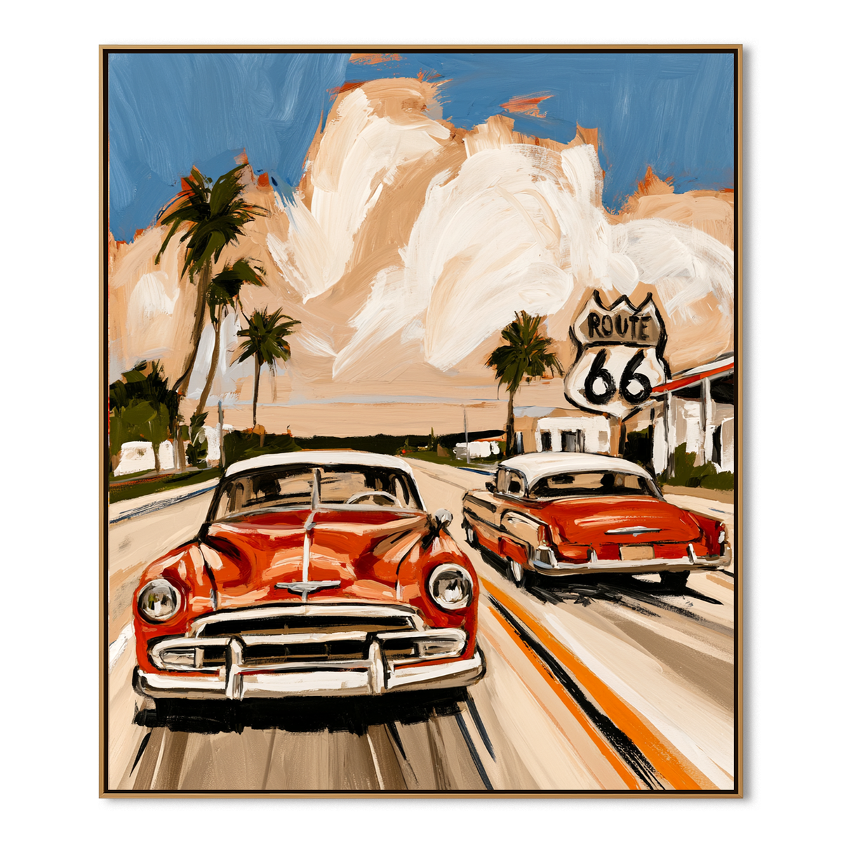 Vintage Highway Drive-Retro Americana Painting