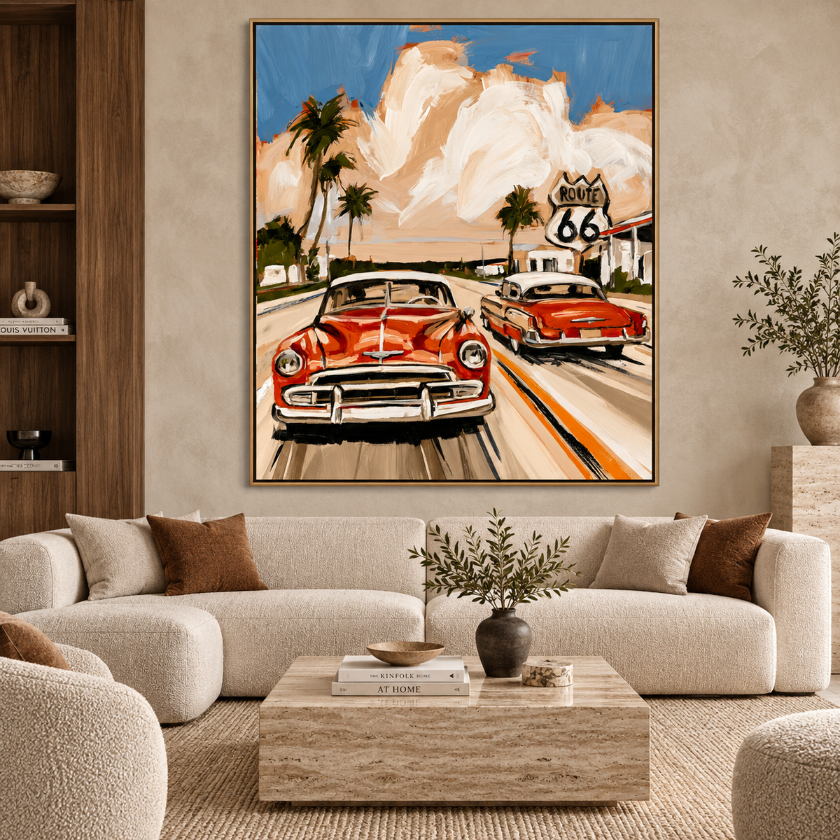 Vintage Highway Drive-Retro Americana Painting