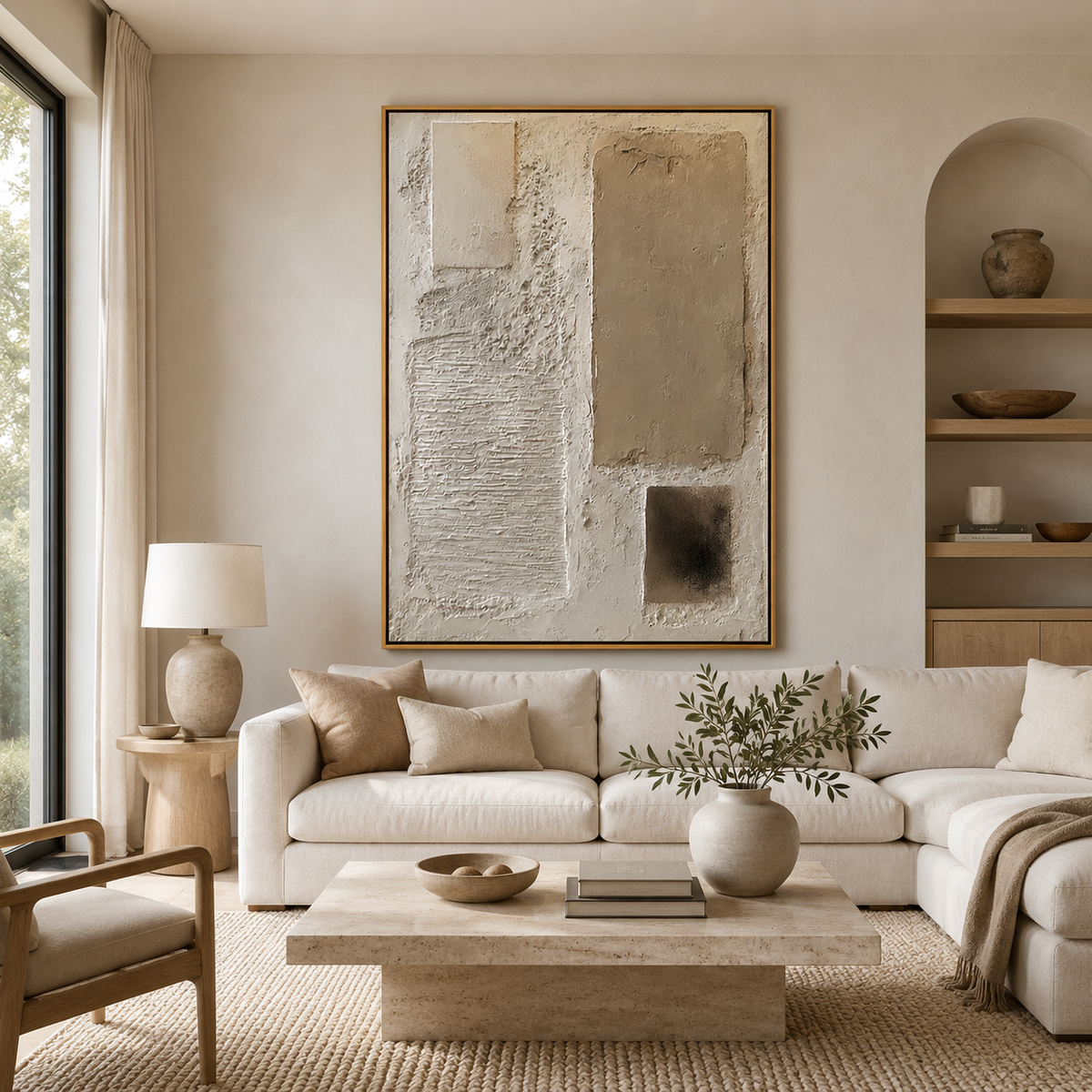 Neutral Layers Relief-Abstract Textured Wall Art