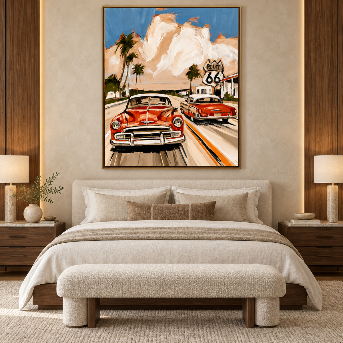 Vintage Highway Drive-Retro Americana Painting