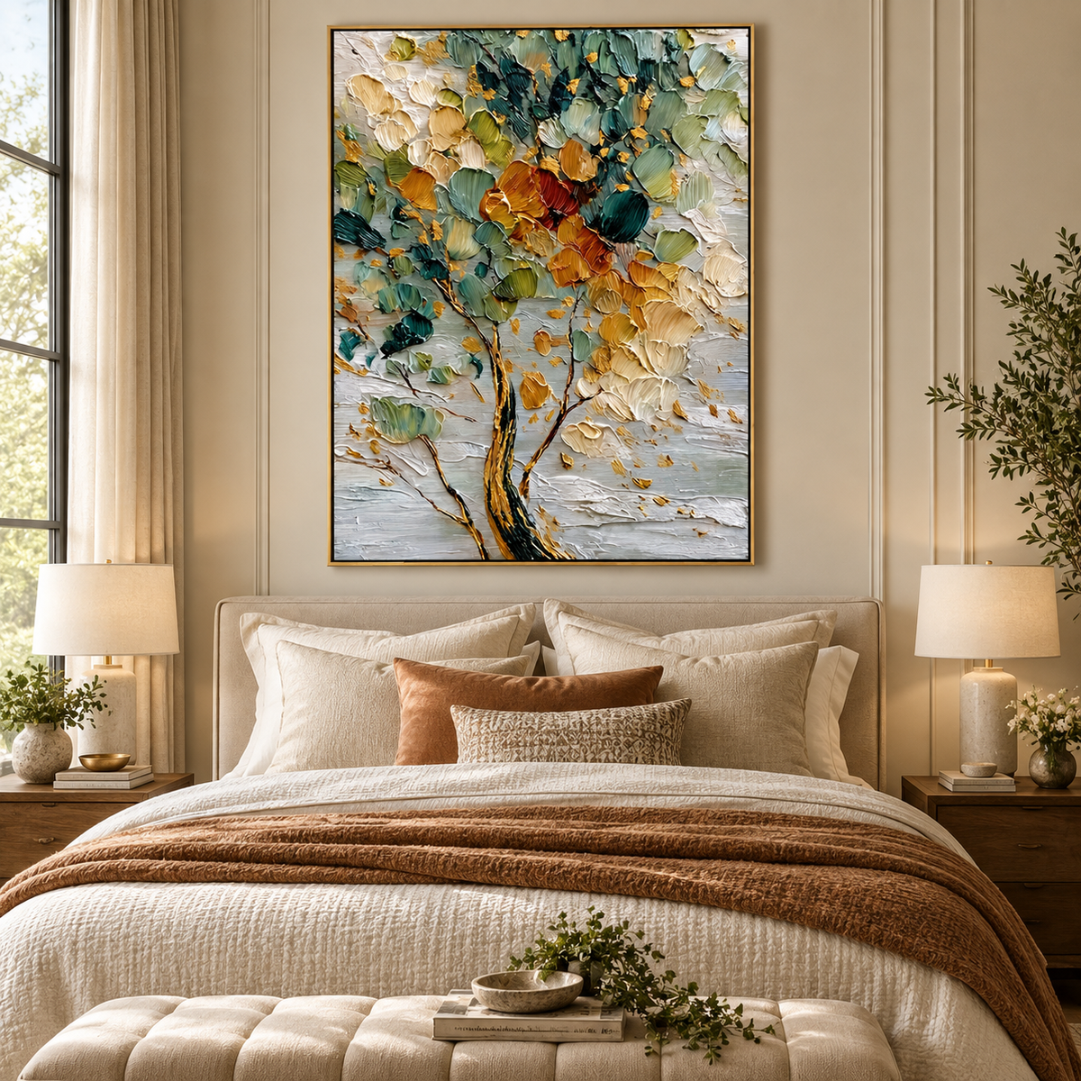 Golden Bloom-Tree Oil Painting