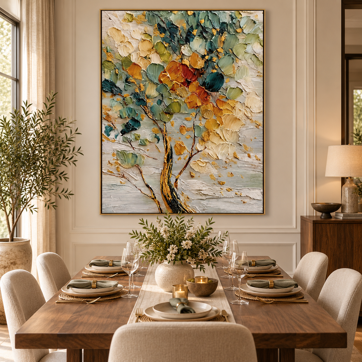 Golden Bloom-Tree Oil Painting