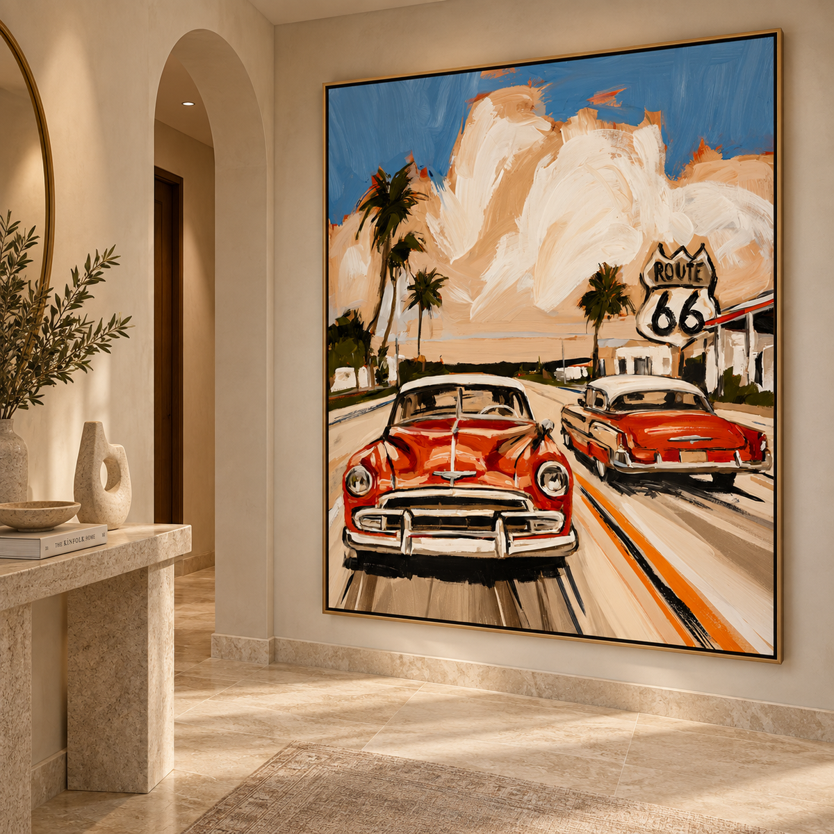 Vintage Highway Drive-Retro Americana Painting
