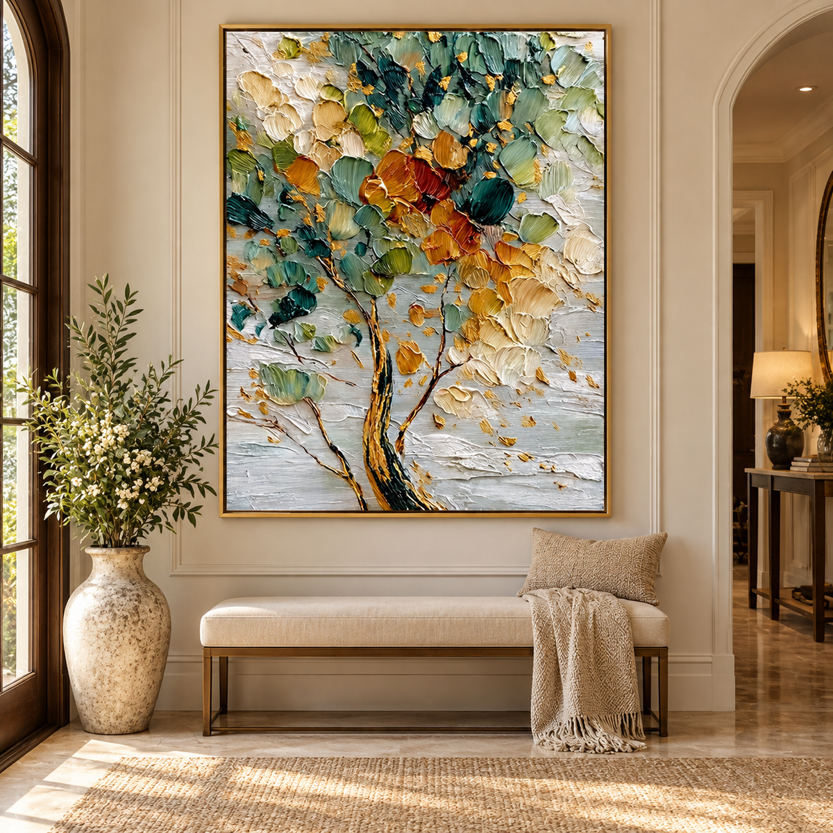Golden Bloom-Tree Oil Painting
