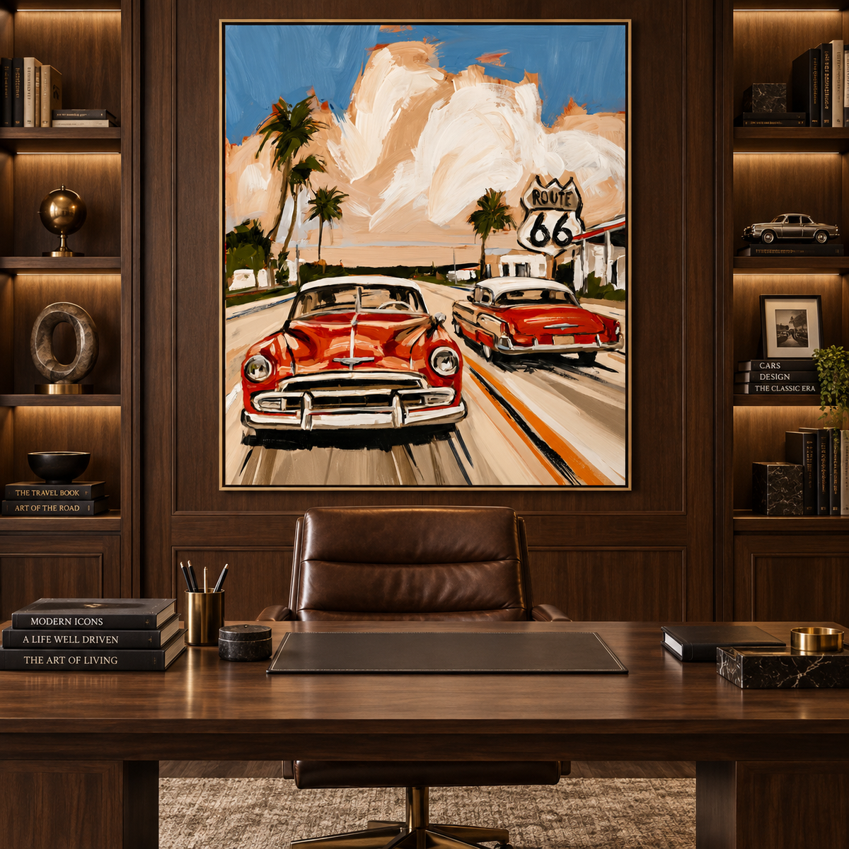 Vintage Highway Drive-Retro Americana Painting