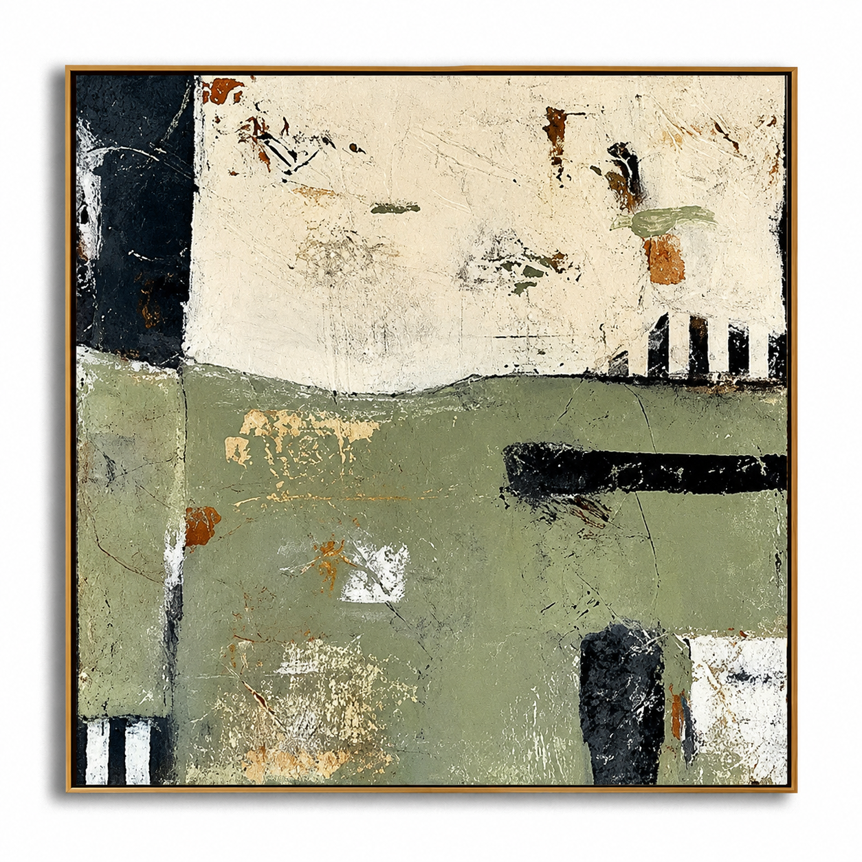 Olive Geometry-Abstract Neutral Texture Painting