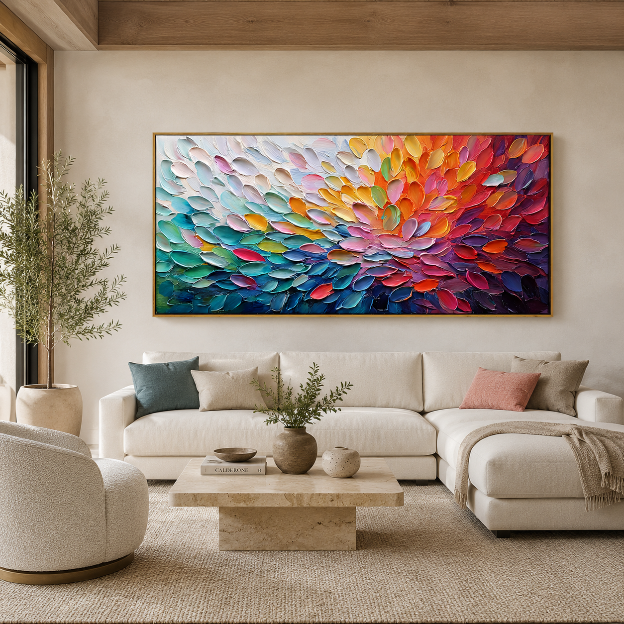 Chromatic Bloom-Colorful Impasto Abstract Painting