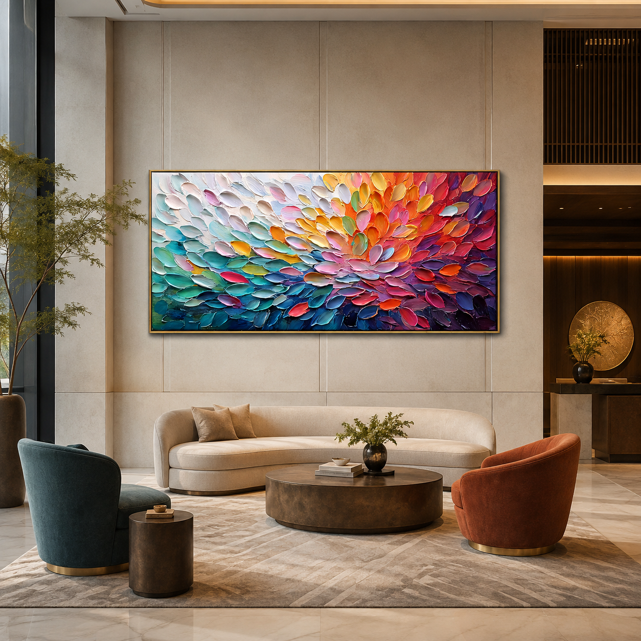 Chromatic Bloom-Colorful Impasto Abstract Painting