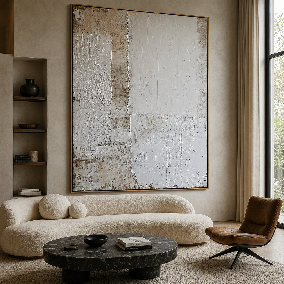 Quiet Layers-White Neutral Abstract Painting