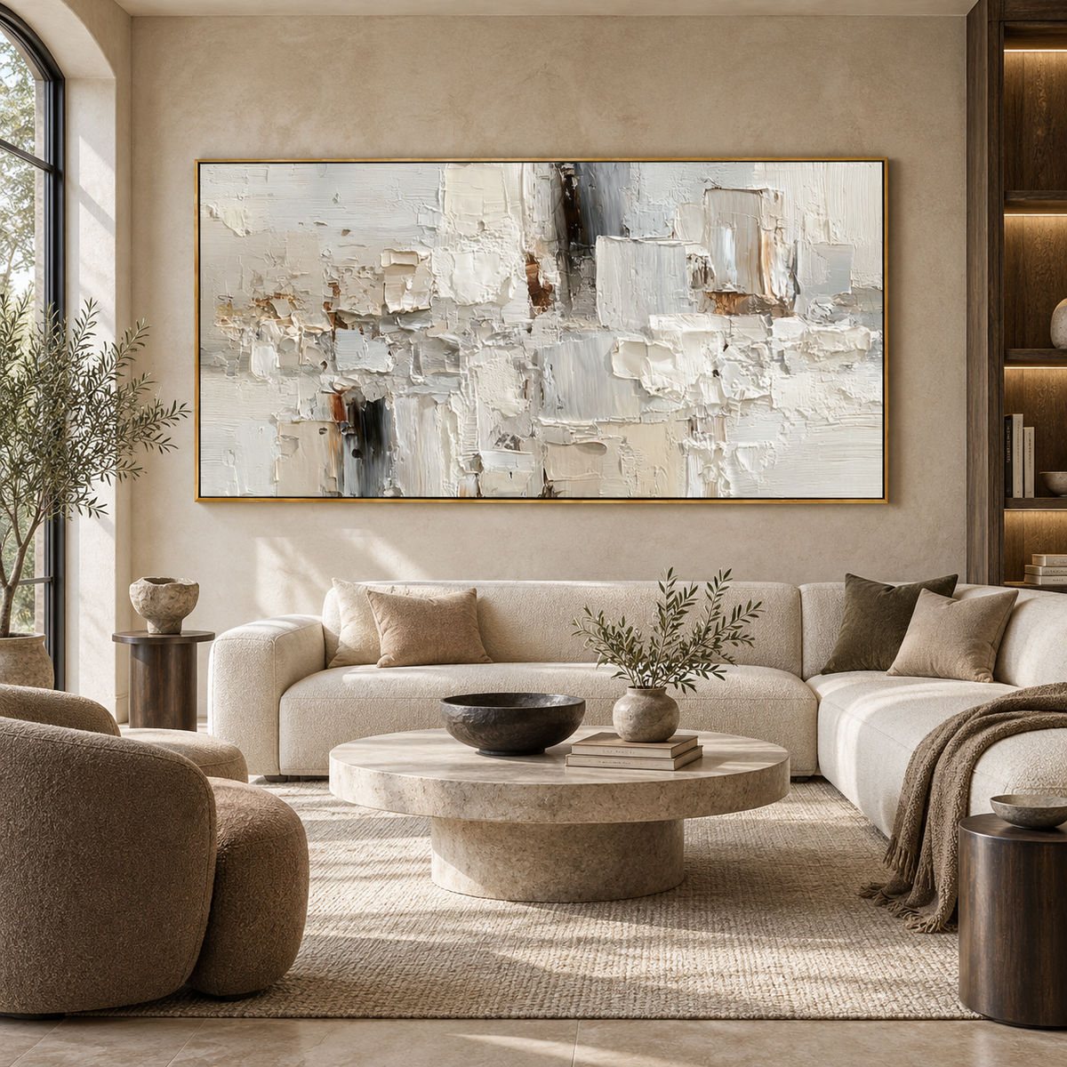 Ivory Layers-Textured Abstract Painting