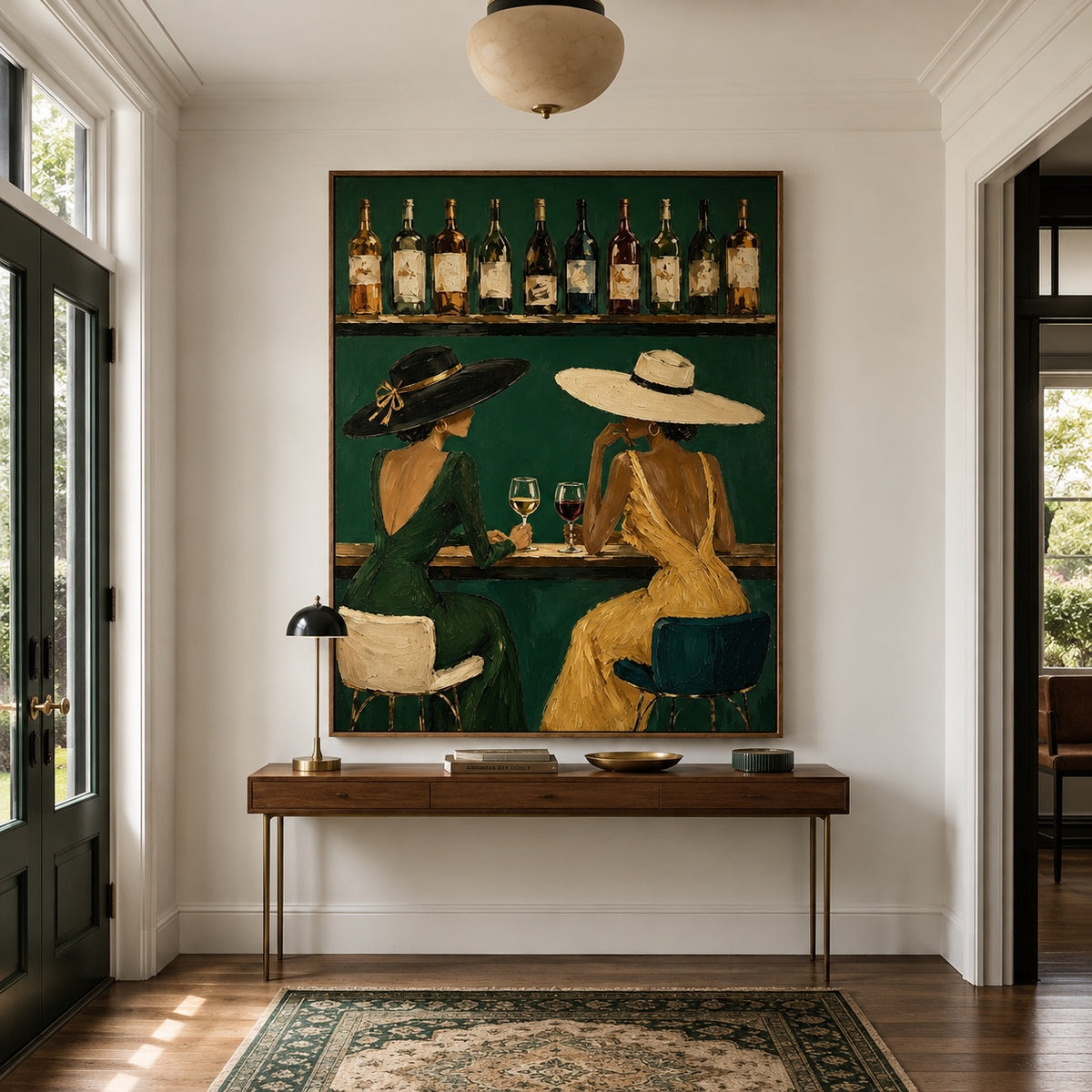 Emerald Toast-Wine Bar Oil Painting