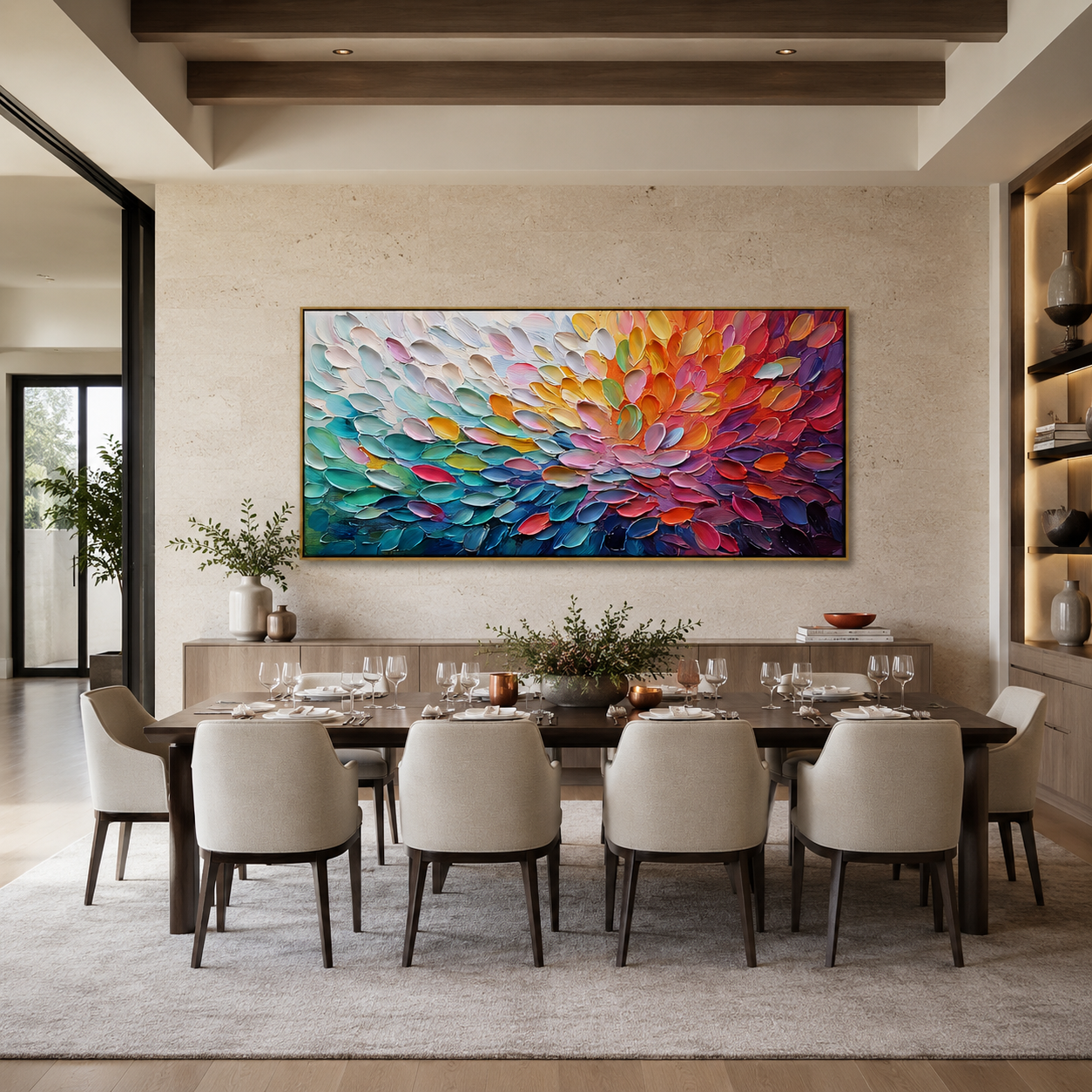 Chromatic Bloom-Colorful Impasto Abstract Painting