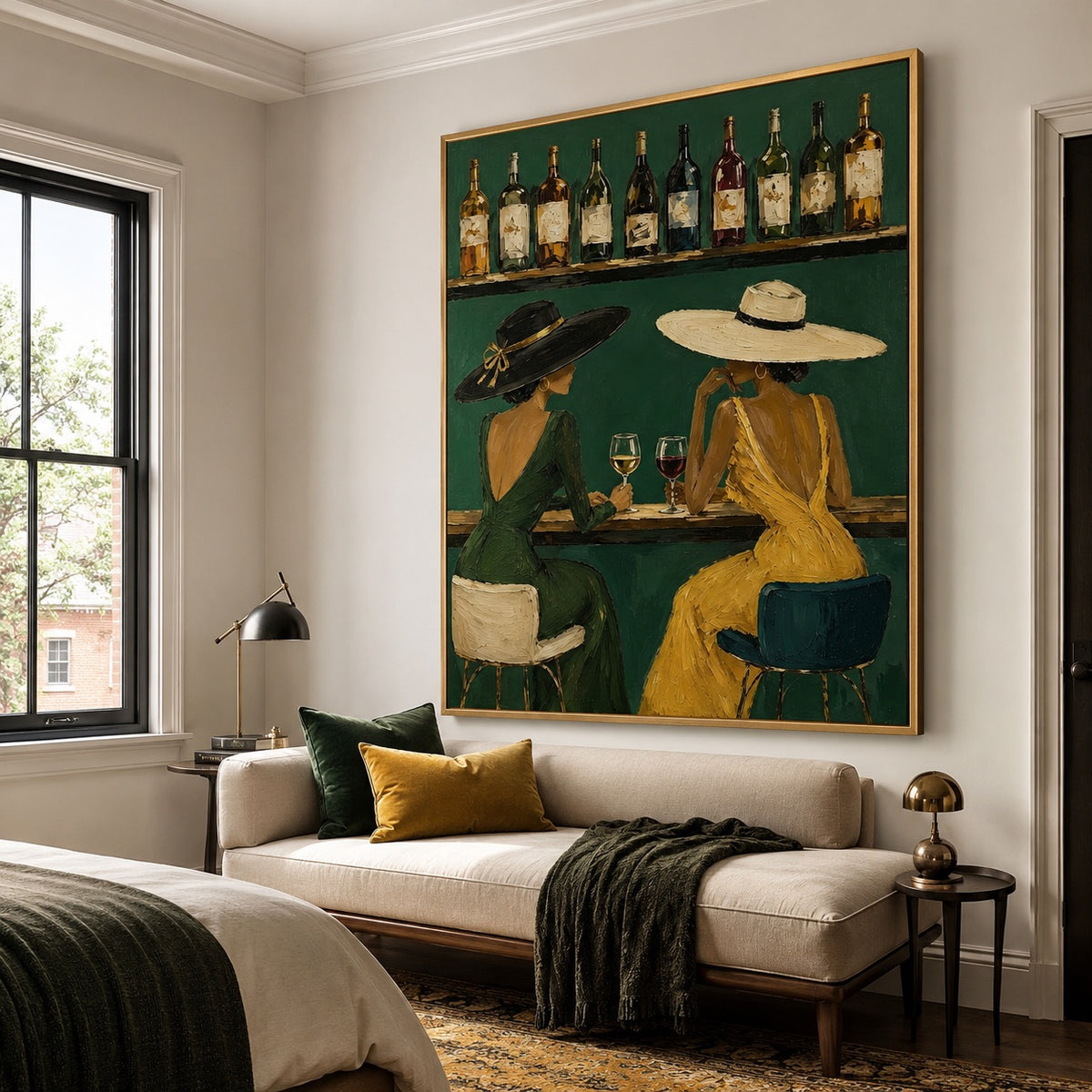 Emerald Toast-Wine Bar Oil Painting