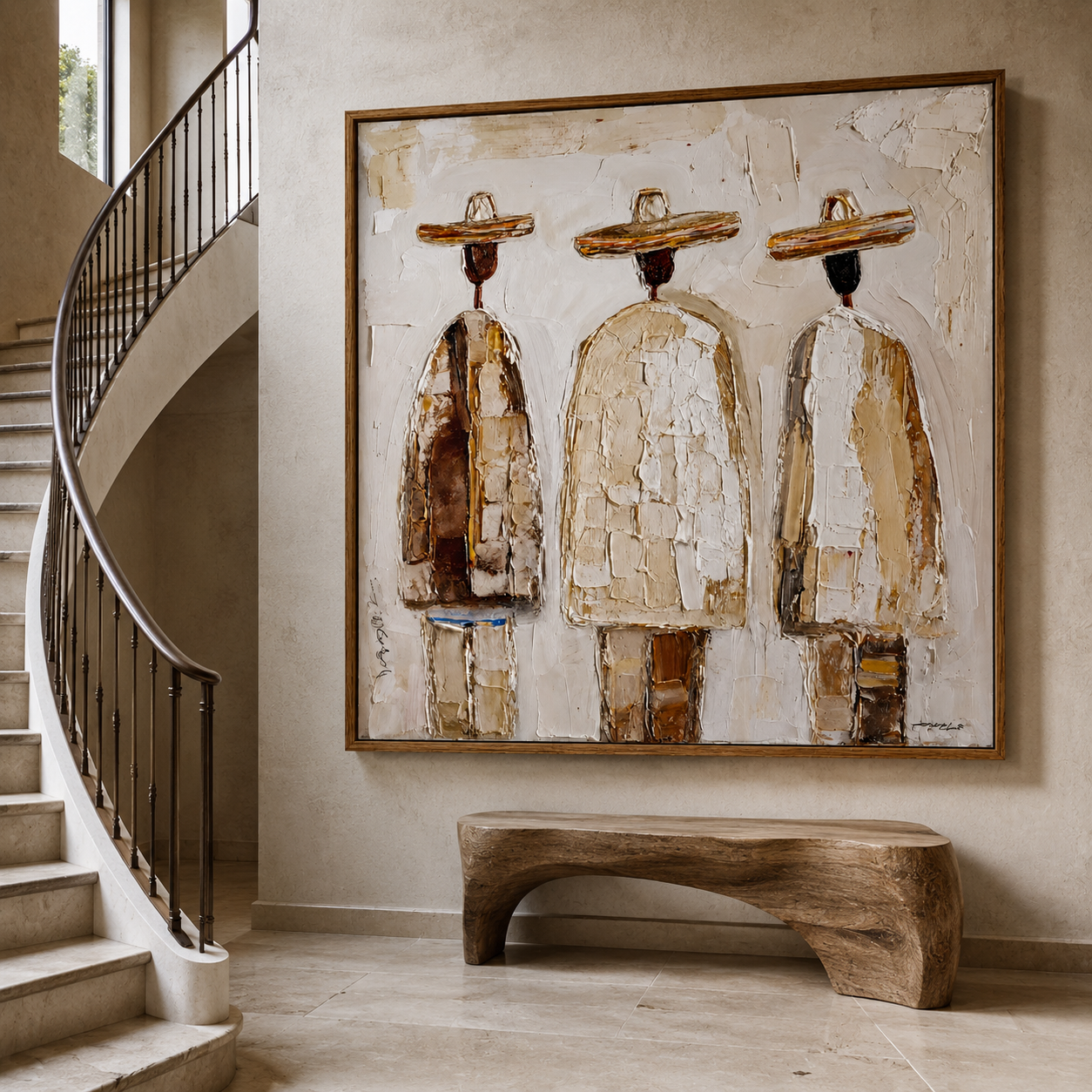Silent Trio-Abstract Figurative Texture Painting