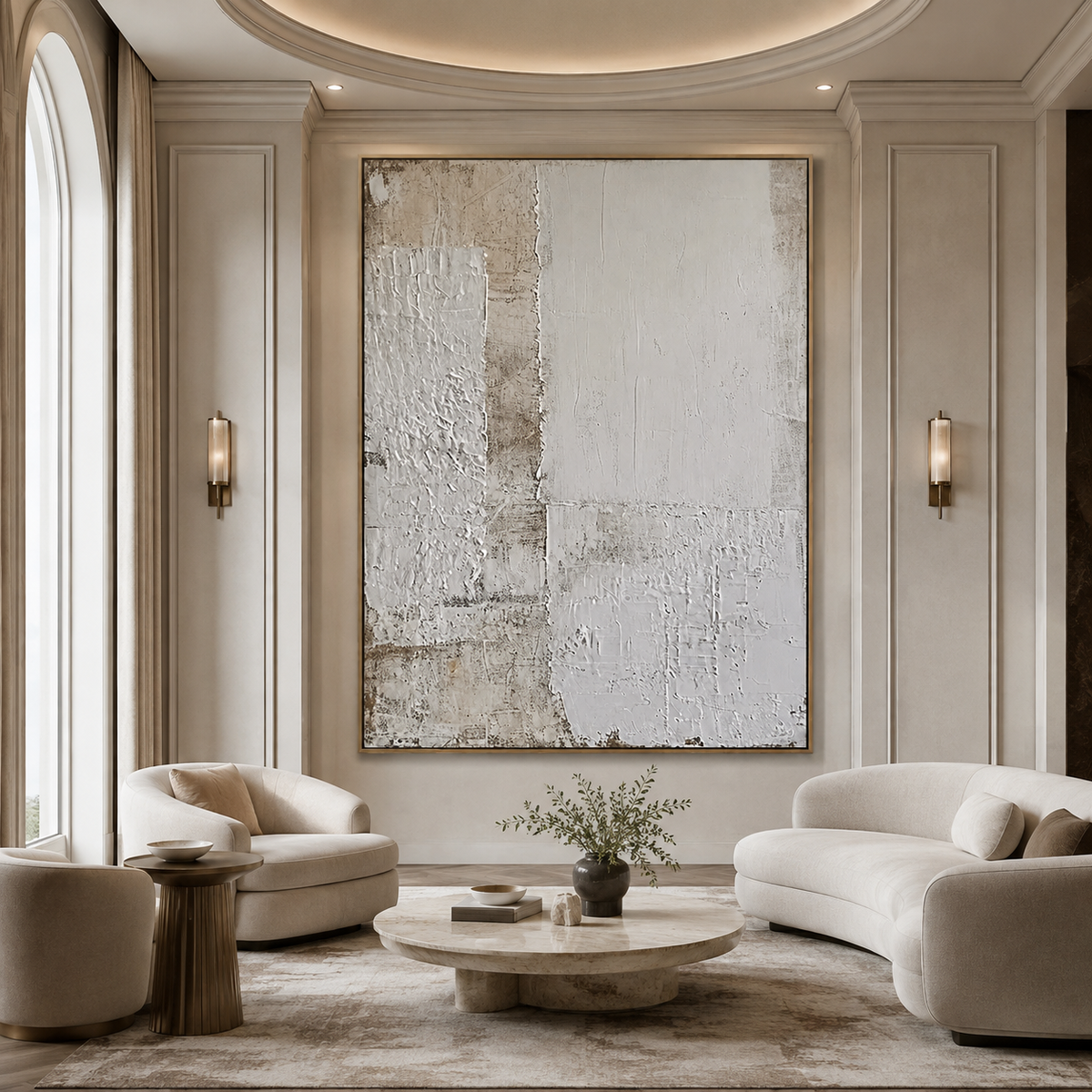 Quiet Layers-White Neutral Abstract Painting