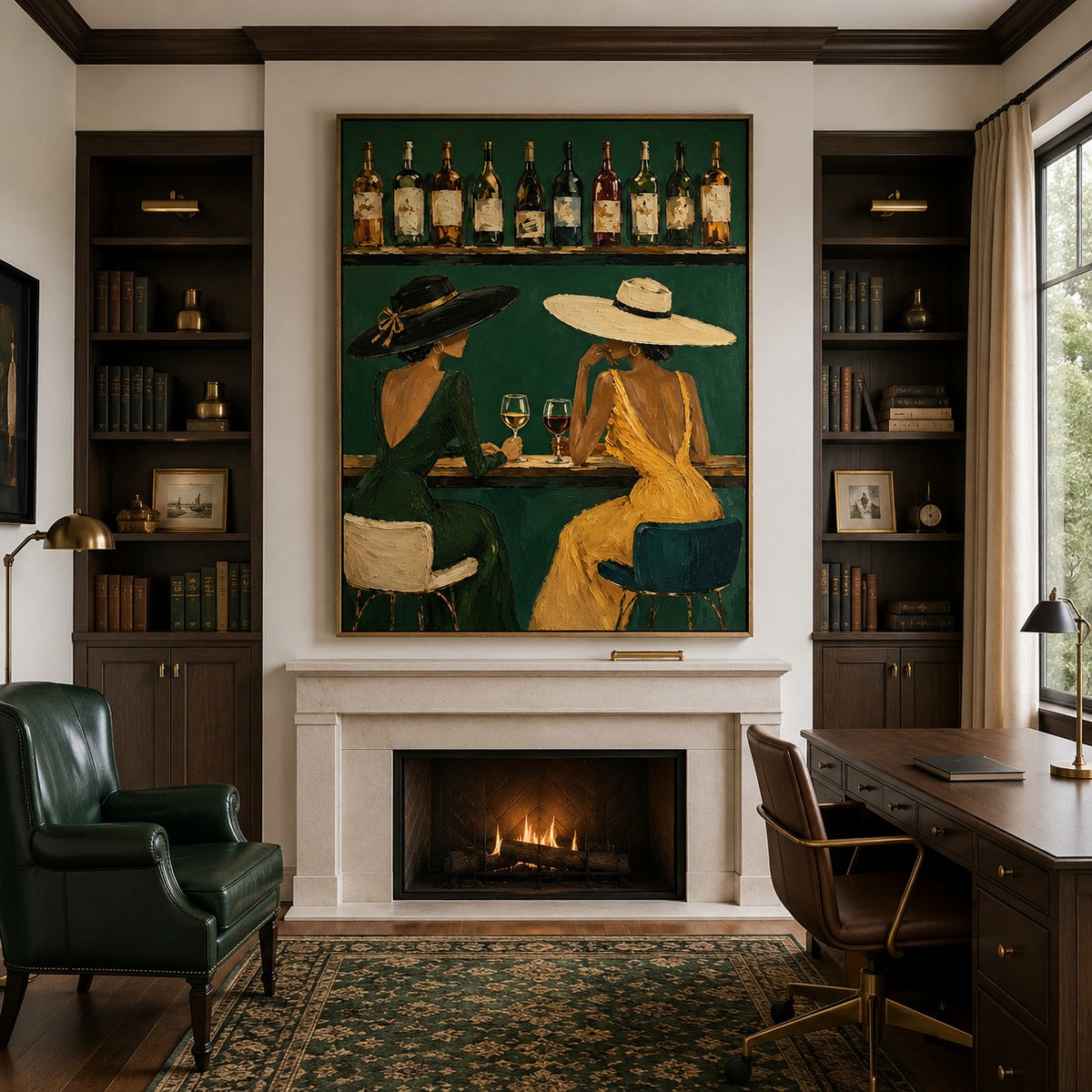 Emerald Toast-Wine Bar Oil Painting
