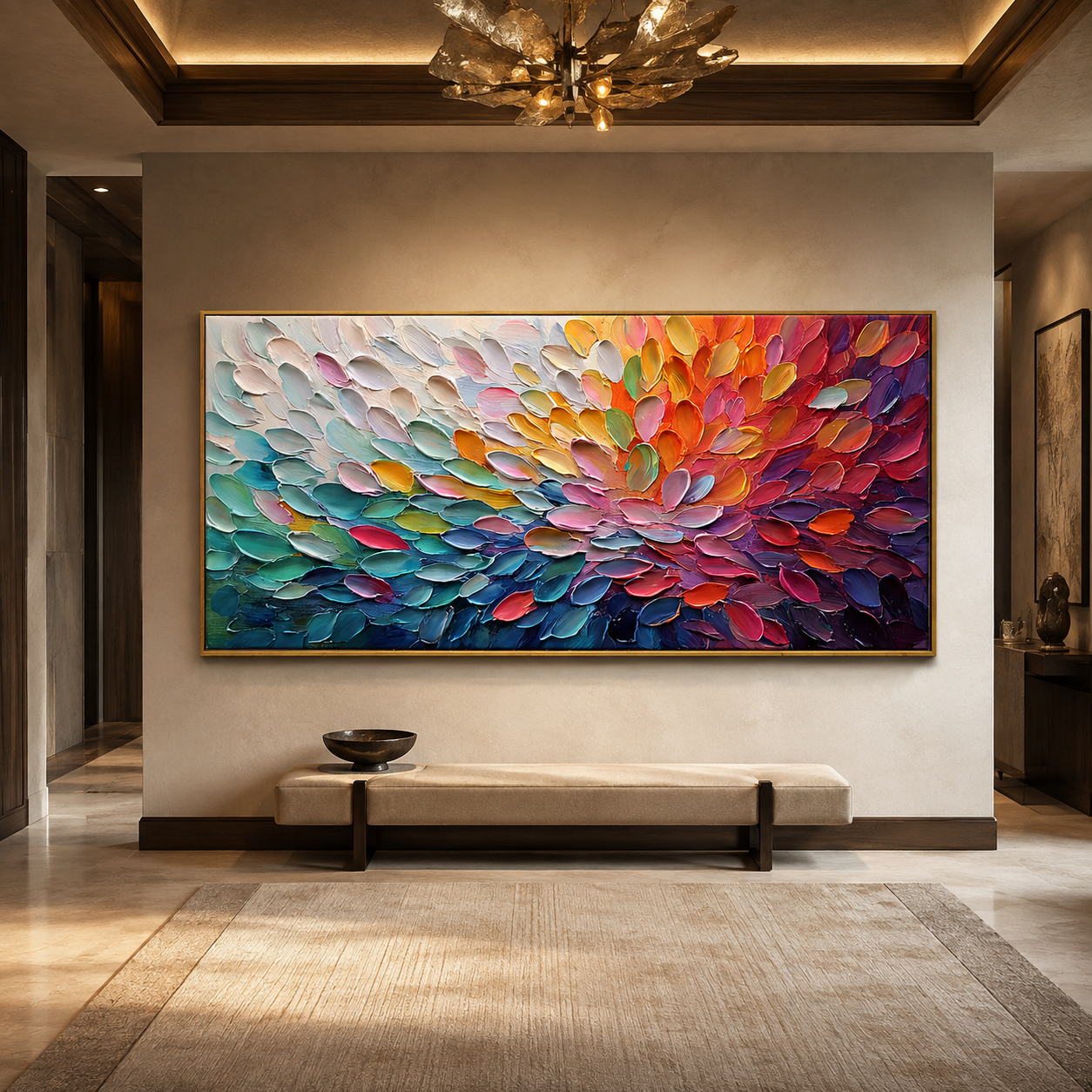 Chromatic Bloom-Colorful Impasto Abstract Painting