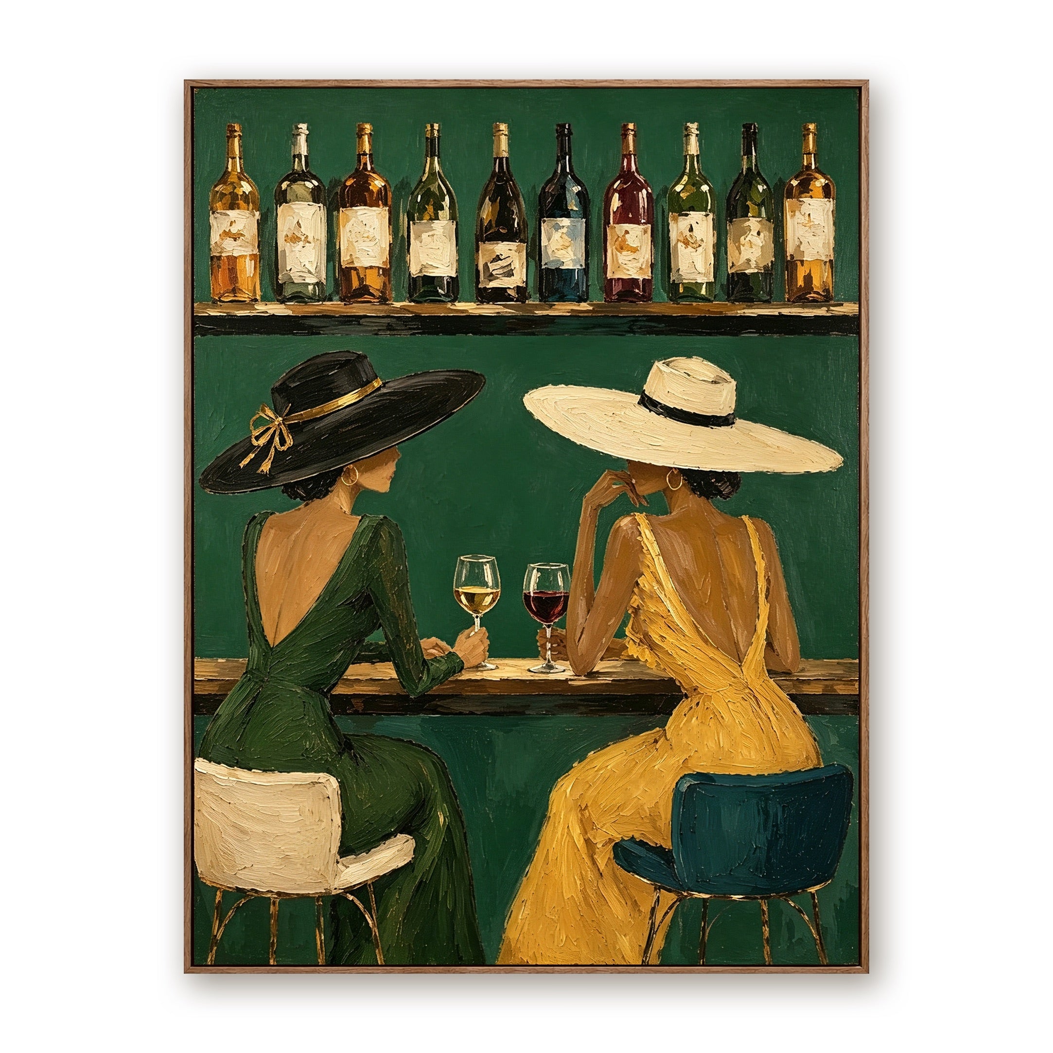 Emerald Toast-Wine Bar Oil Painting