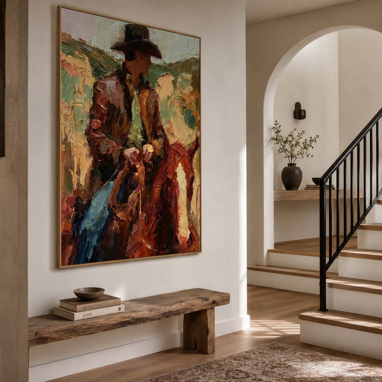 Painted Range-Cowboy Rider Oil Painting