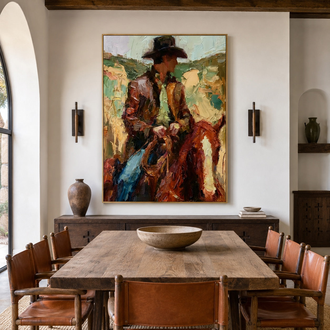 Painted Range-Cowboy Rider Oil Painting