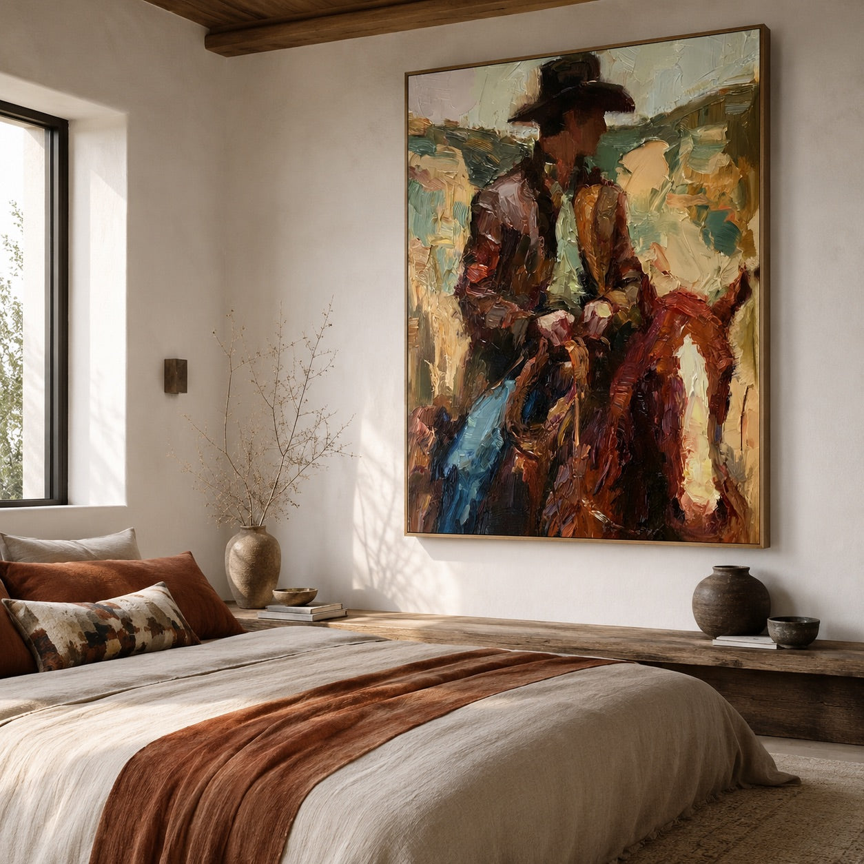 Painted Range-Cowboy Rider Oil Painting