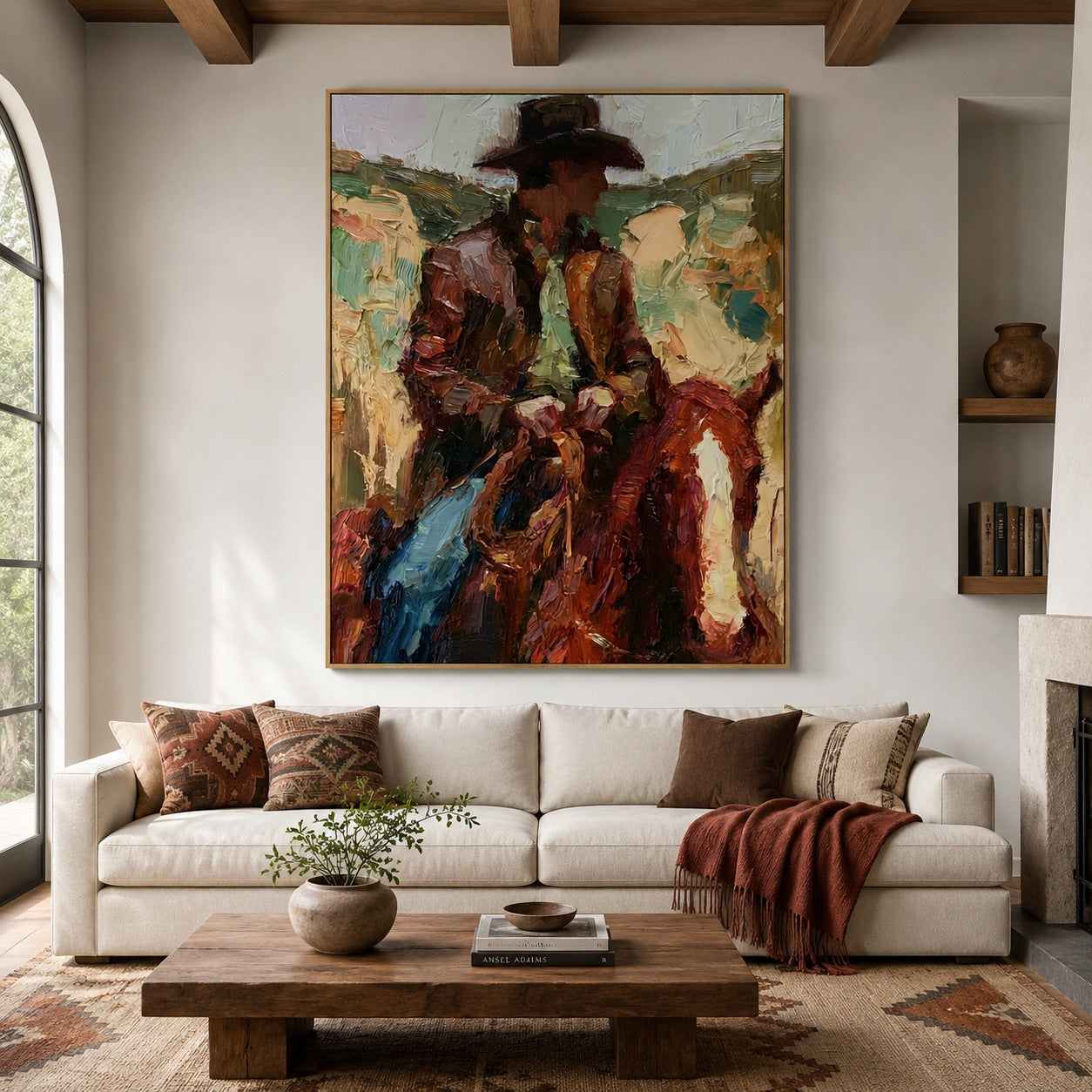 Painted Range-Cowboy Rider Oil Painting