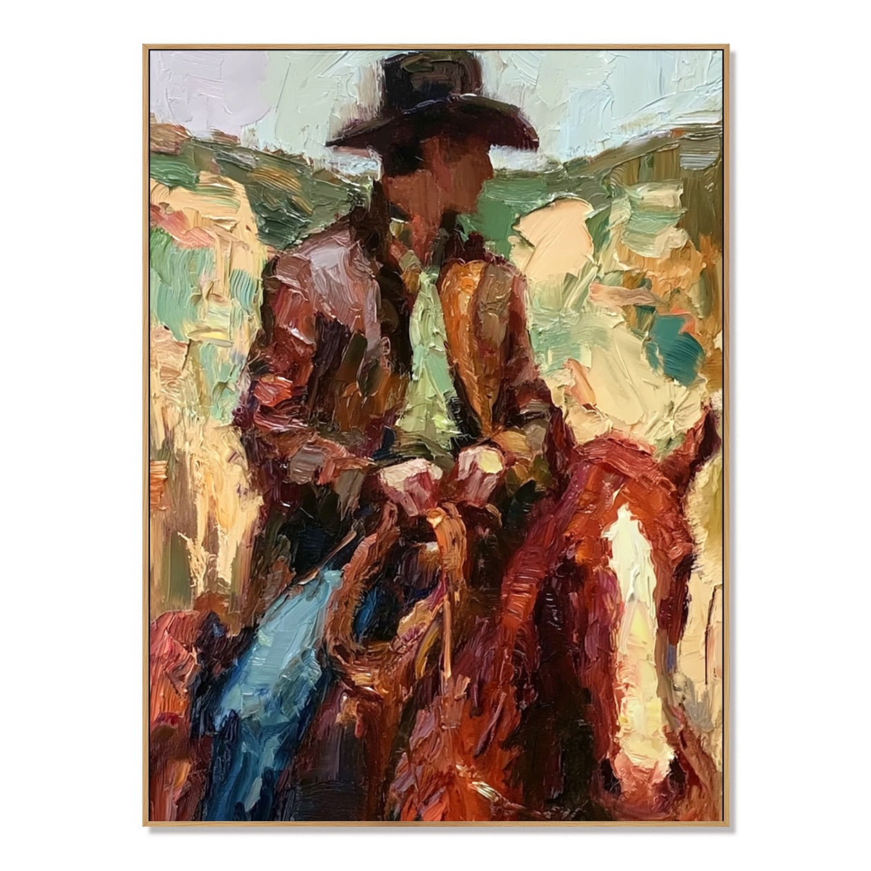 Painted Range-Cowboy Rider Oil Painting
