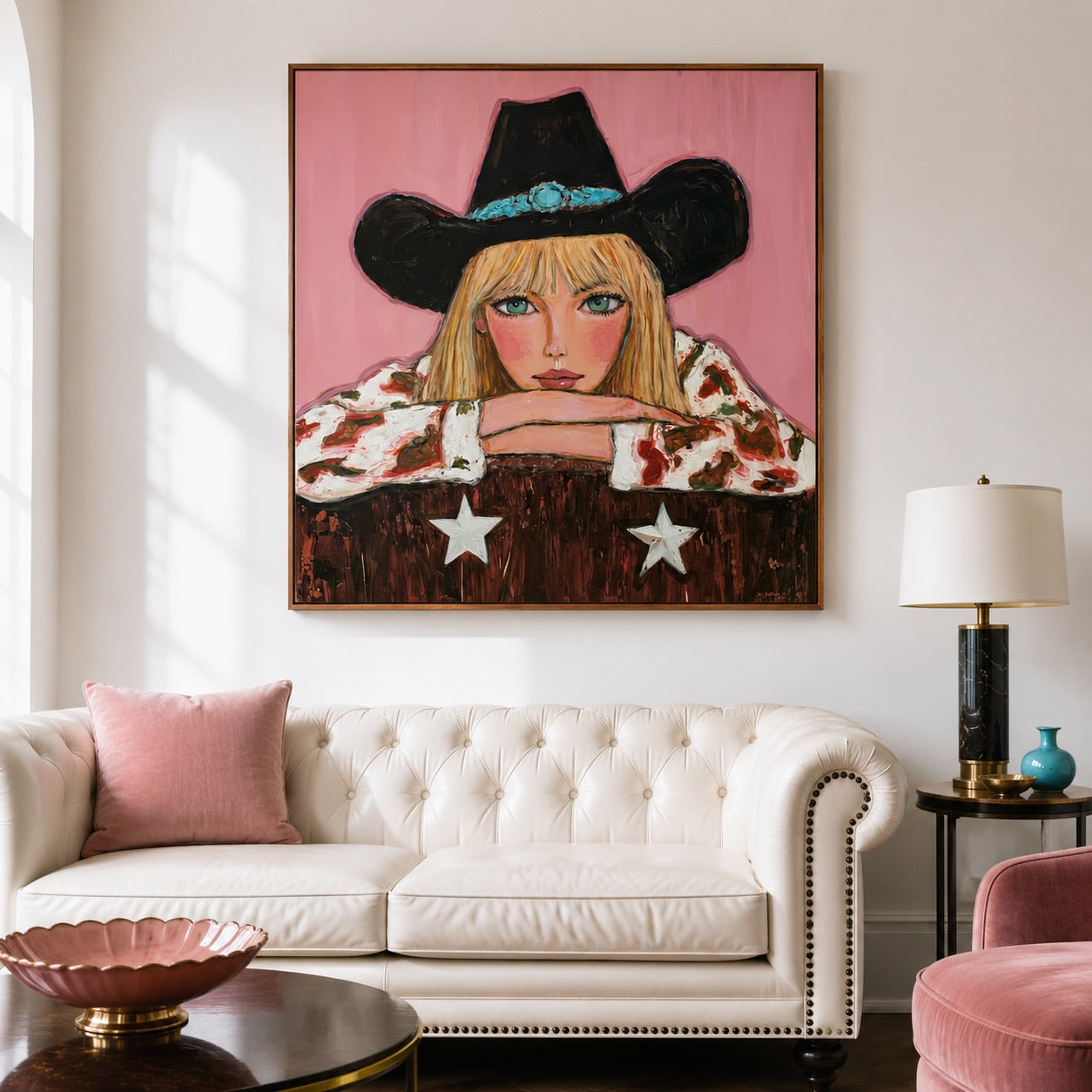 Turquoise Gaze-Cowgirl Portrait Oil Painting