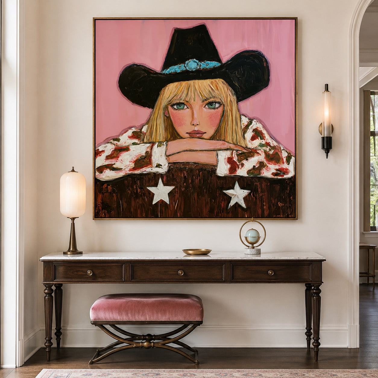 Turquoise Gaze-Cowgirl Portrait Oil Painting
