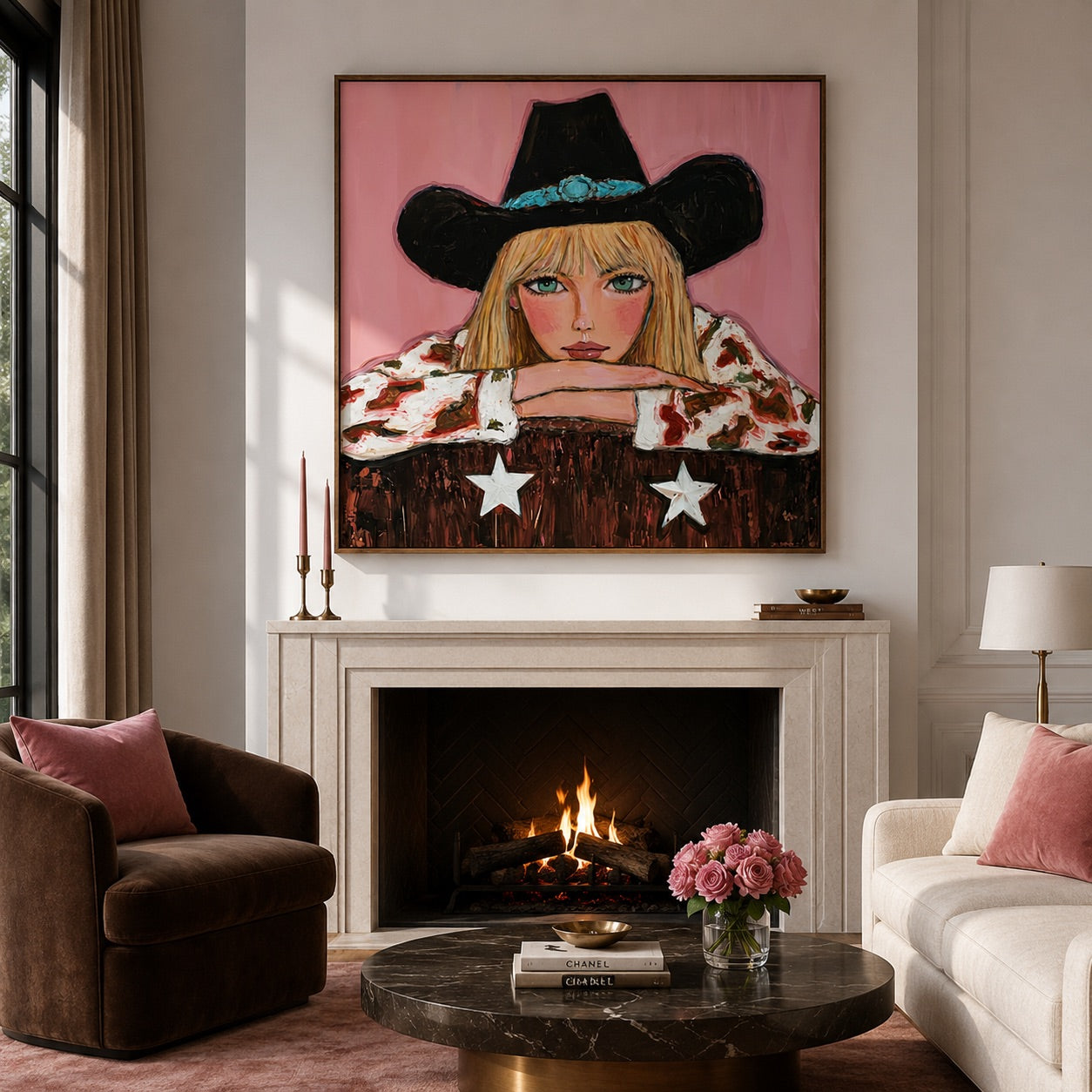 Turquoise Gaze-Cowgirl Portrait Oil Painting