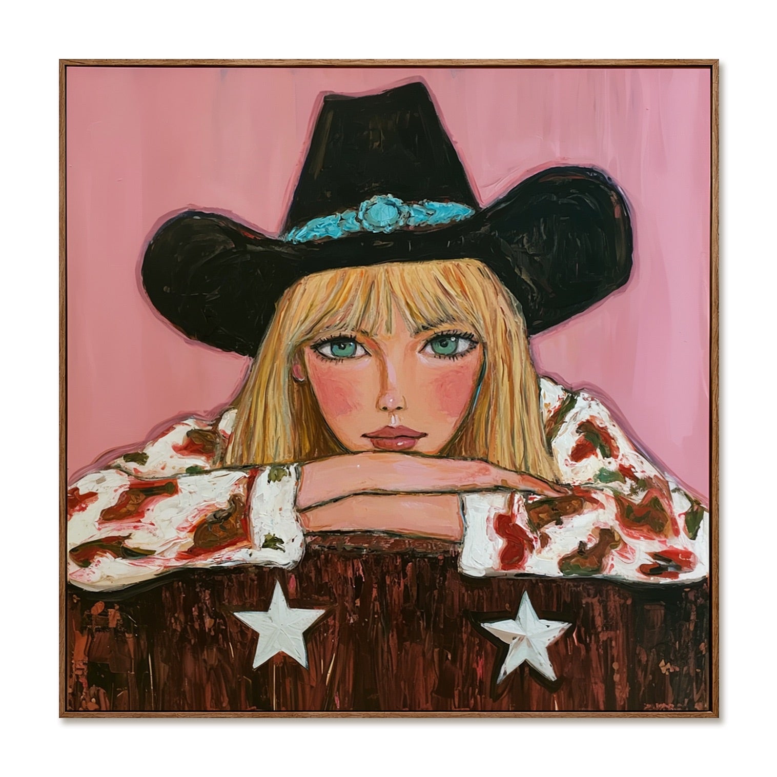 Turquoise Gaze-Cowgirl Portrait Oil Painting