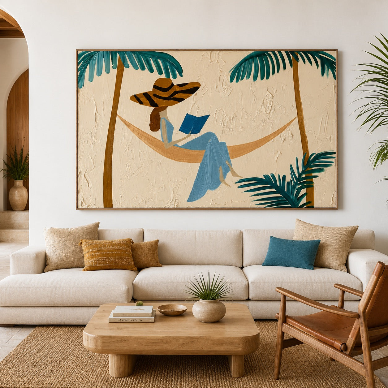Palm Retreat-Woman Reading Oil Painting