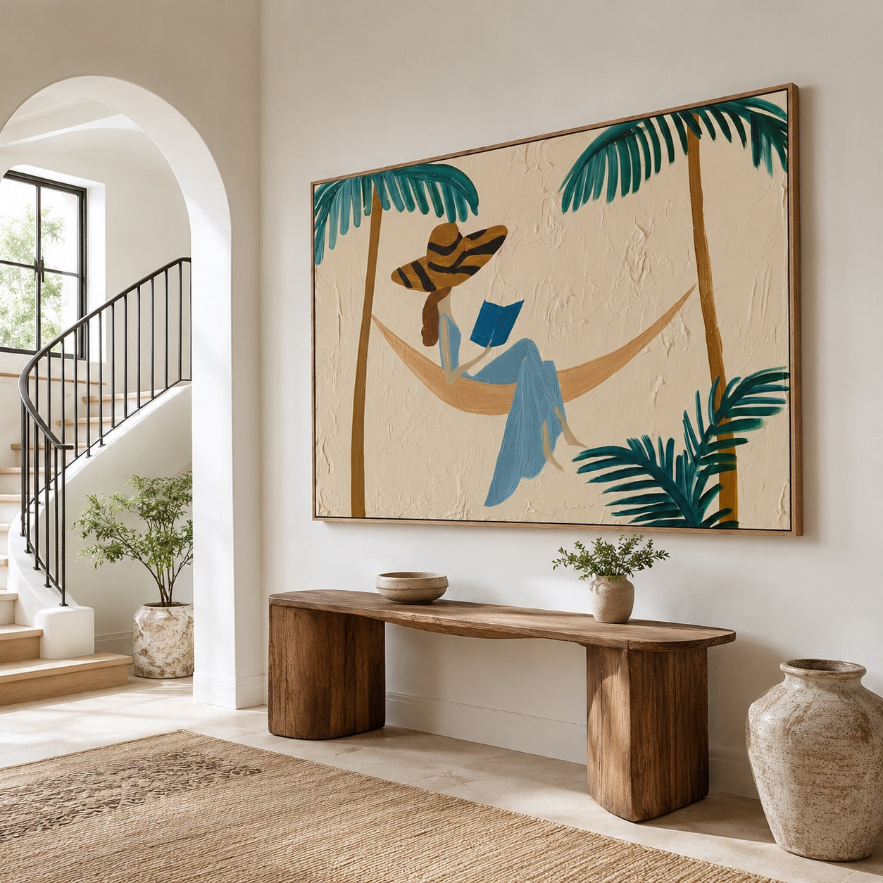 Palm Retreat-Woman Reading Oil Painting