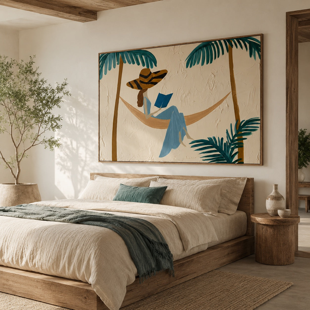 Palm Retreat-Woman Reading Oil Painting