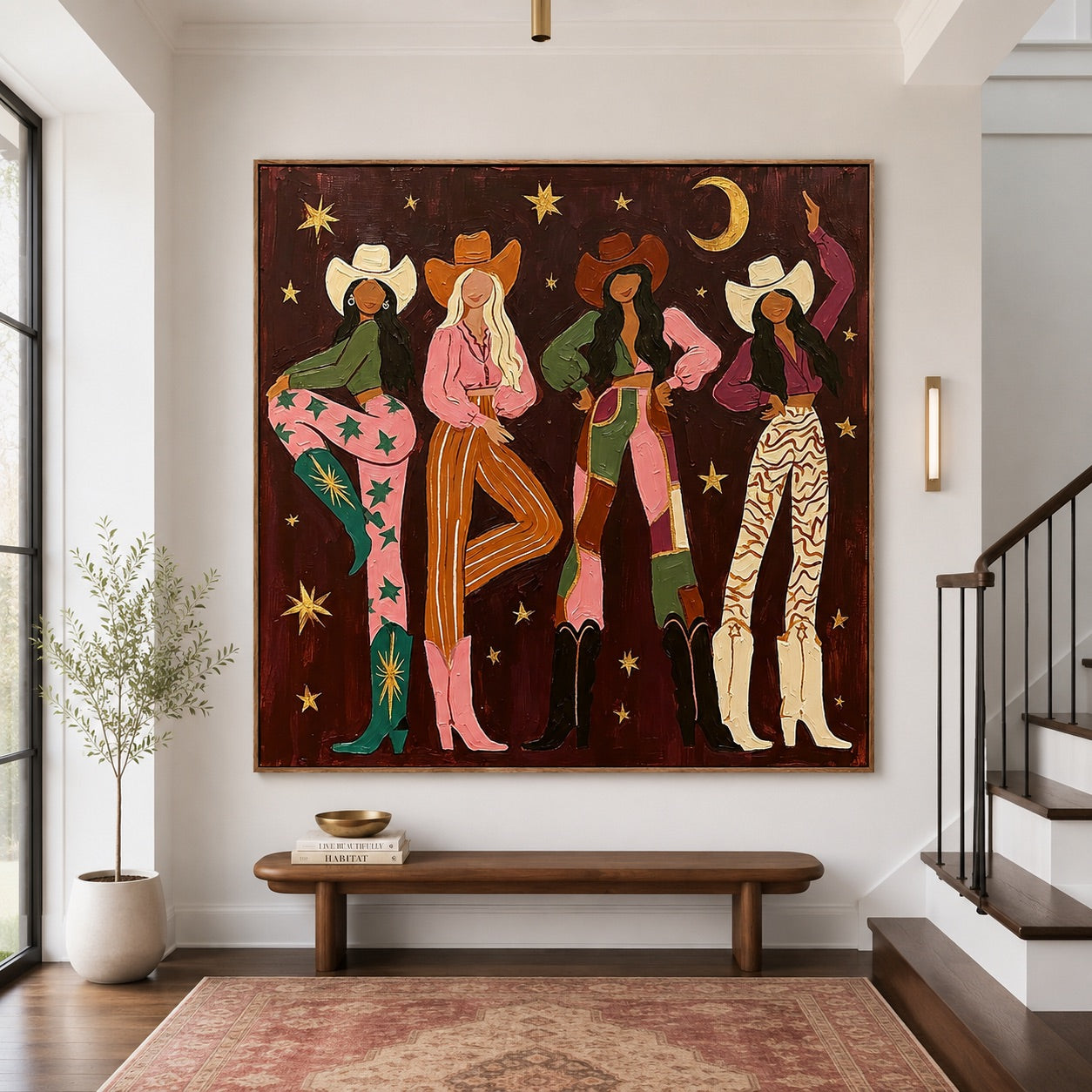 Starlit Cowgirls-Western Women Oil Painting