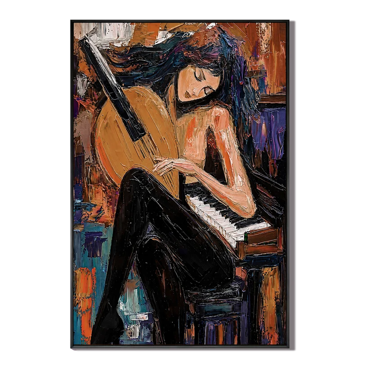 Midnight Reverie-Pianist Woman Painting