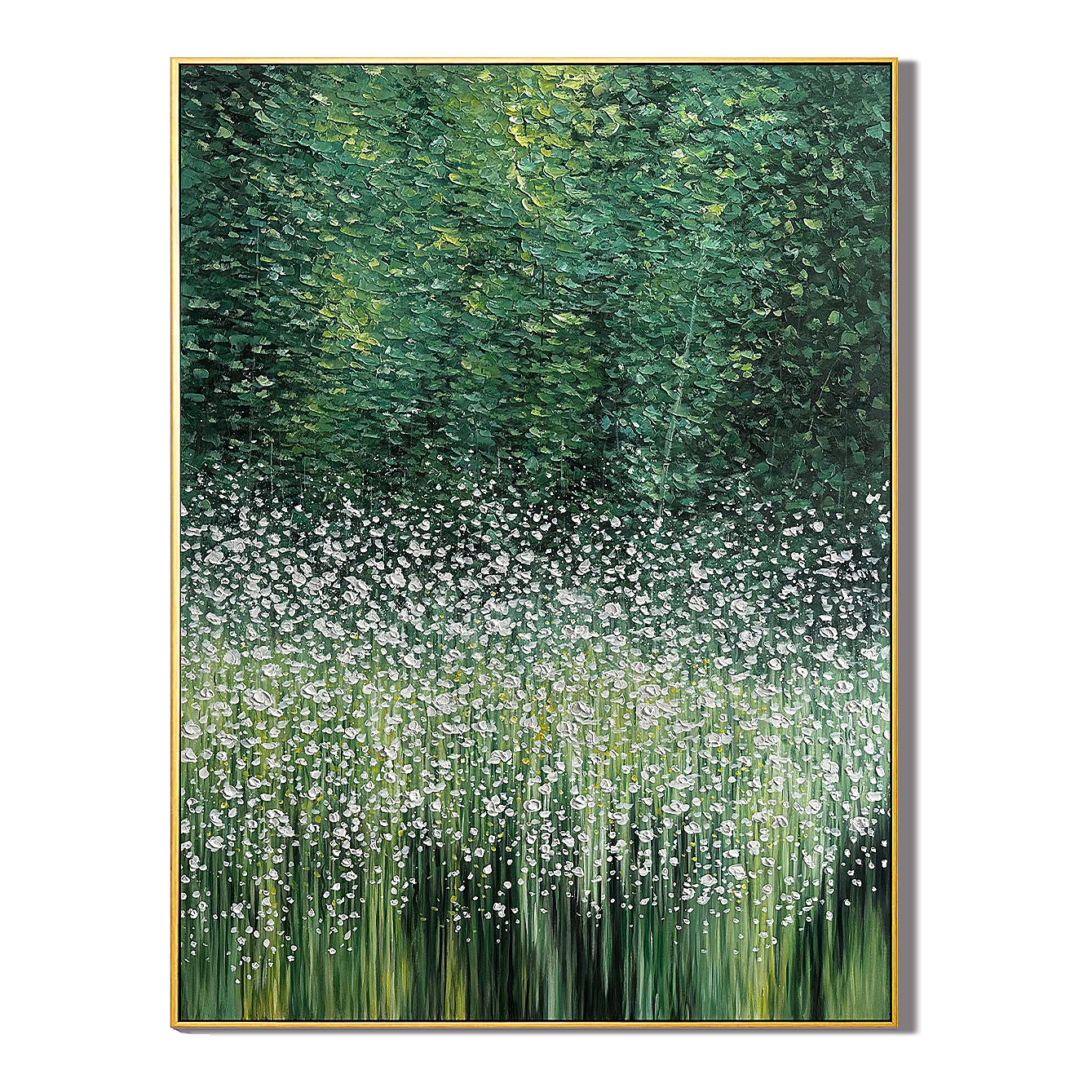 Whispering Meadow-Green Floral Abstract Painting