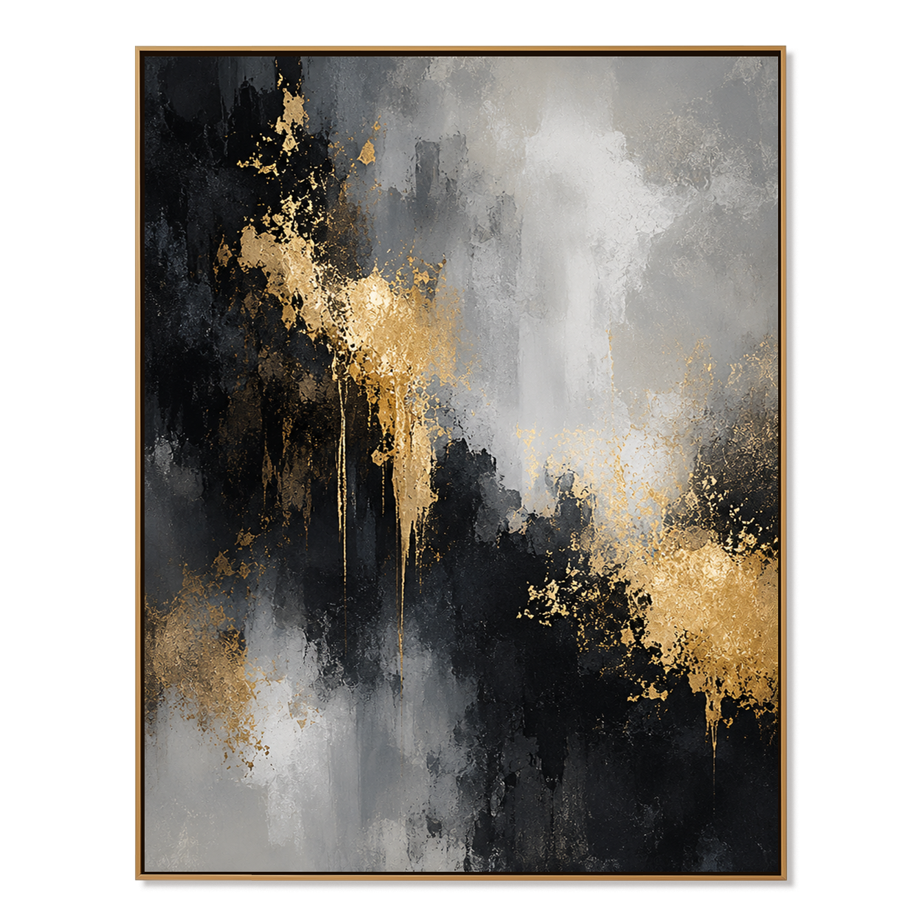 Golden Veil-Black Gray Abstract Painting